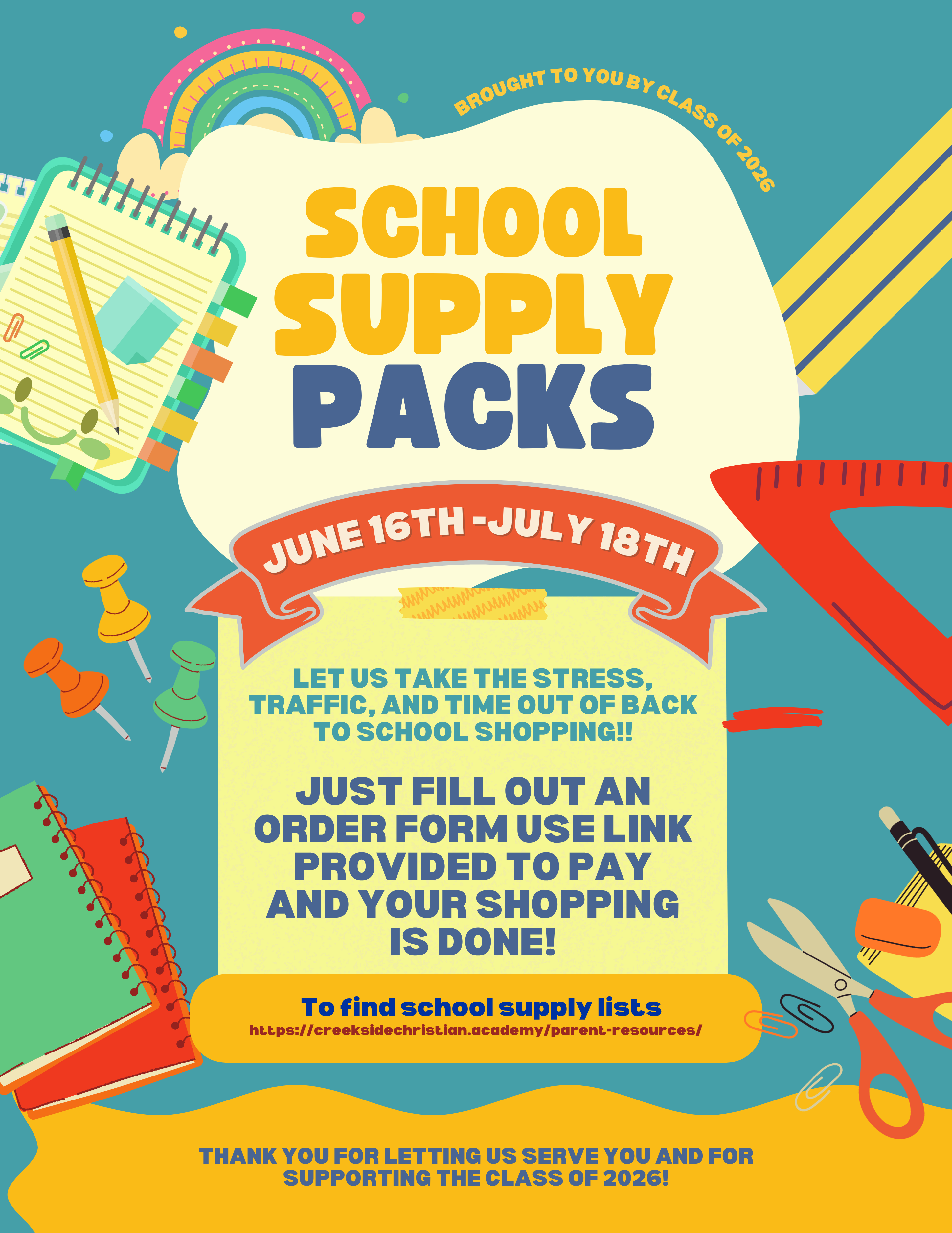 Campaign cover image for Creekside School Supply Packs