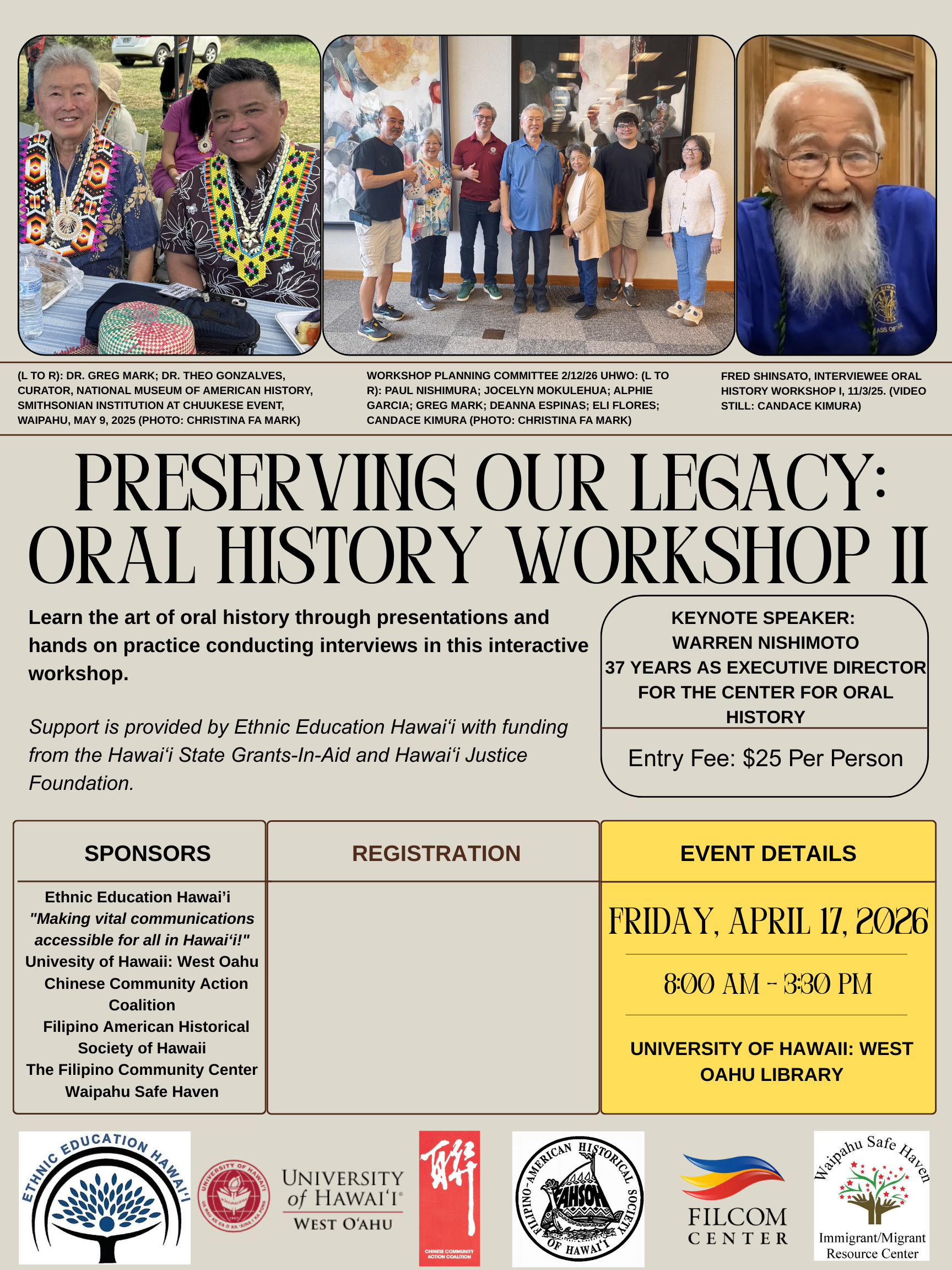 Campaign cover for Preserving Our Legacy: Oral History Workshop II