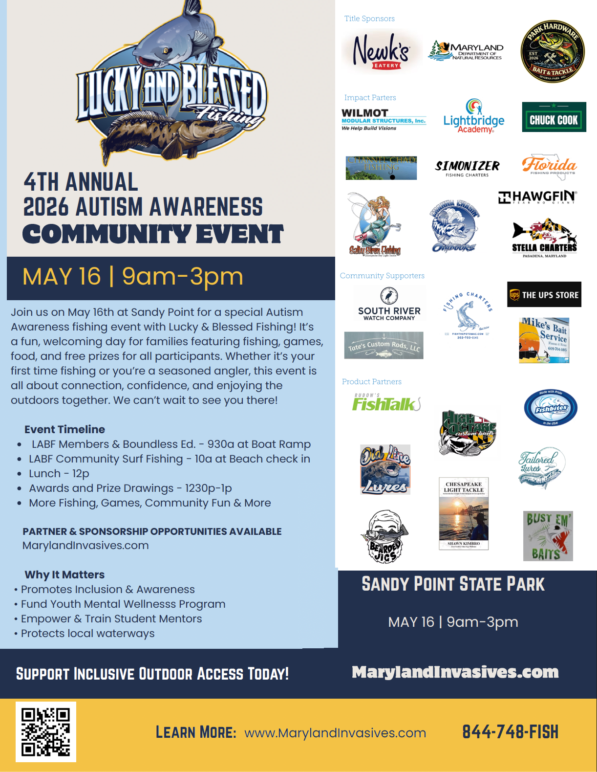 Campaign cover image for 2026 Autism Awareness Invasive Tournament & Community Event at Sandy Point