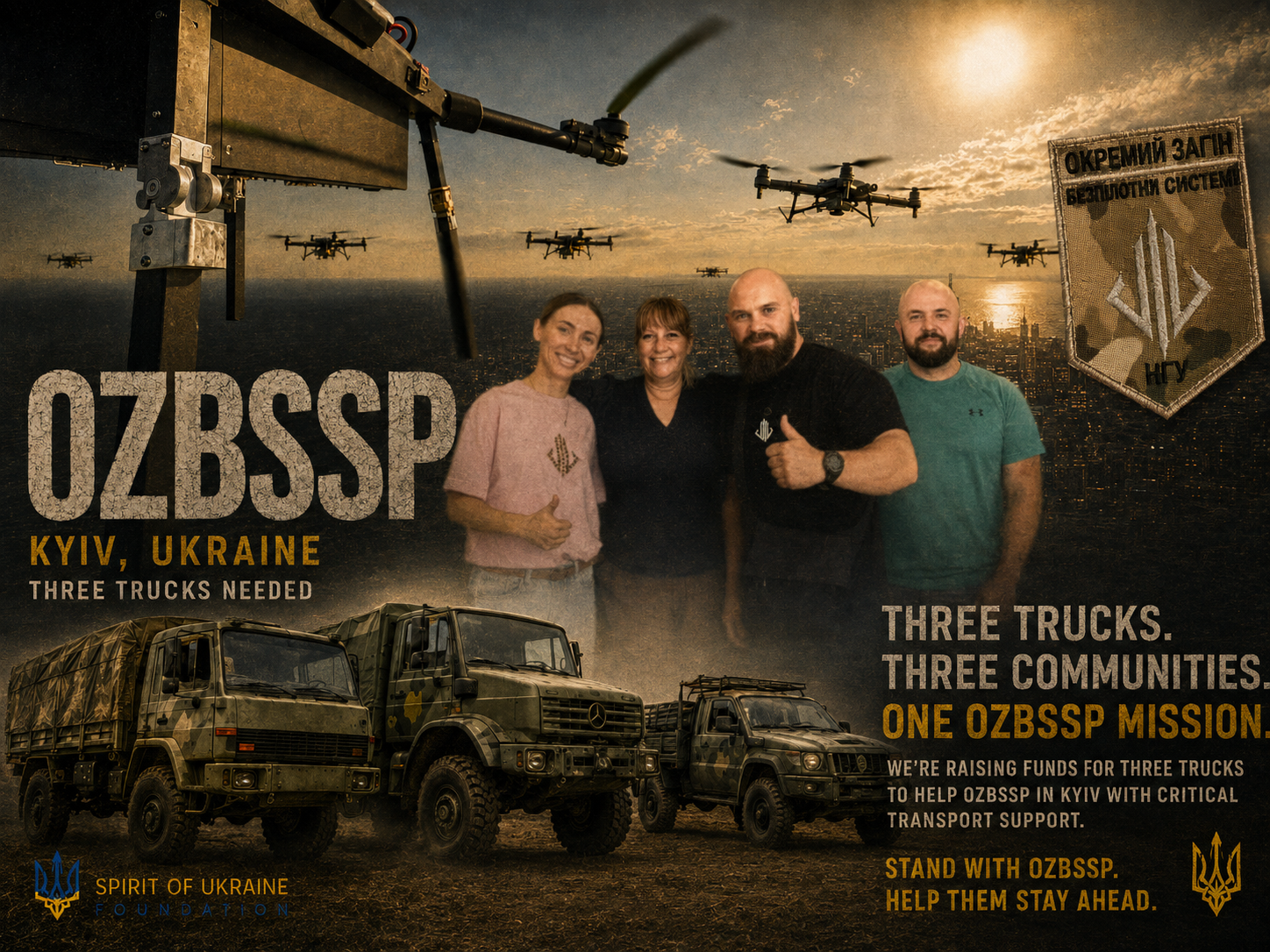 Campaign cover image for THREE TRUCKS. ONE OZBSSP MISSION.