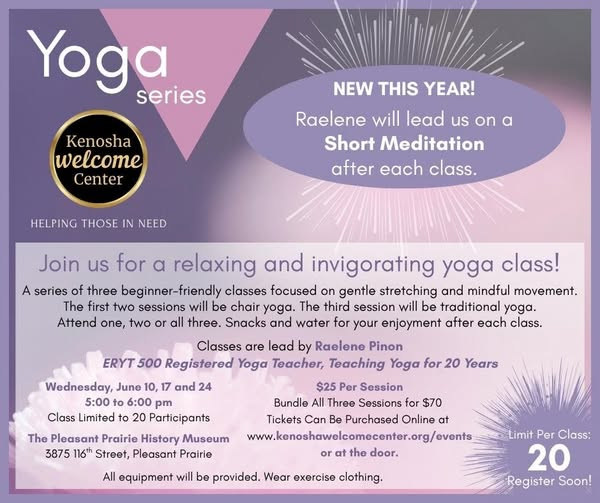 Campaign cover image for Yoga Series (a Kenosha Welcome Center Fundraiser)