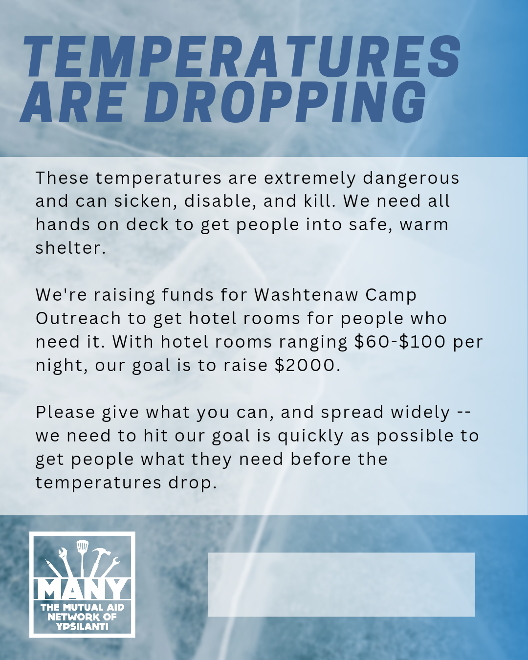 Campaign cover image for Emergency Cold Temperatures Fundraiser