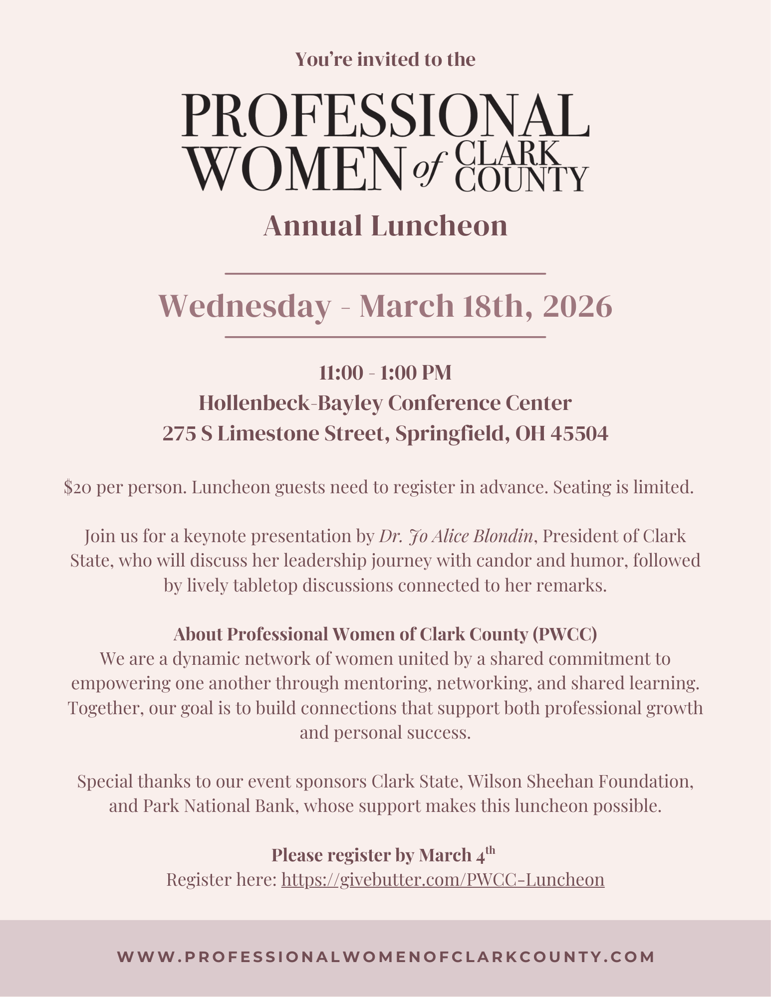 Campaign cover image for Professional Women of Clark County Luncheon 2026