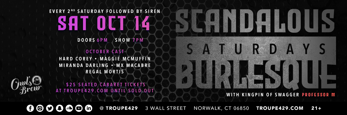 Campaign cover image for Scandalous Saturdays OCTOBER Burlesque Show At Troupe429 (SAT OCT 14, 2023 // 7:00PM)