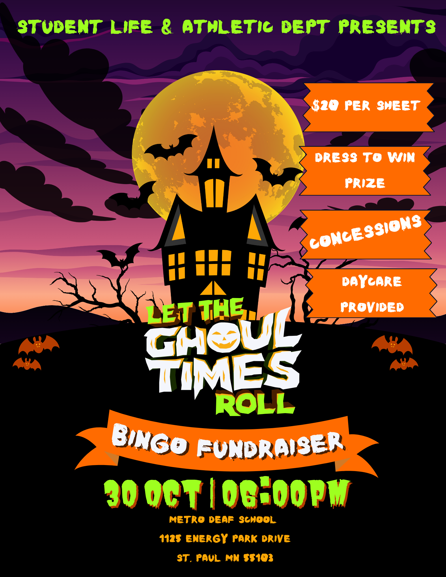 Campaign cover image for Metro Deaf School Student Life Halloween Bingo Night