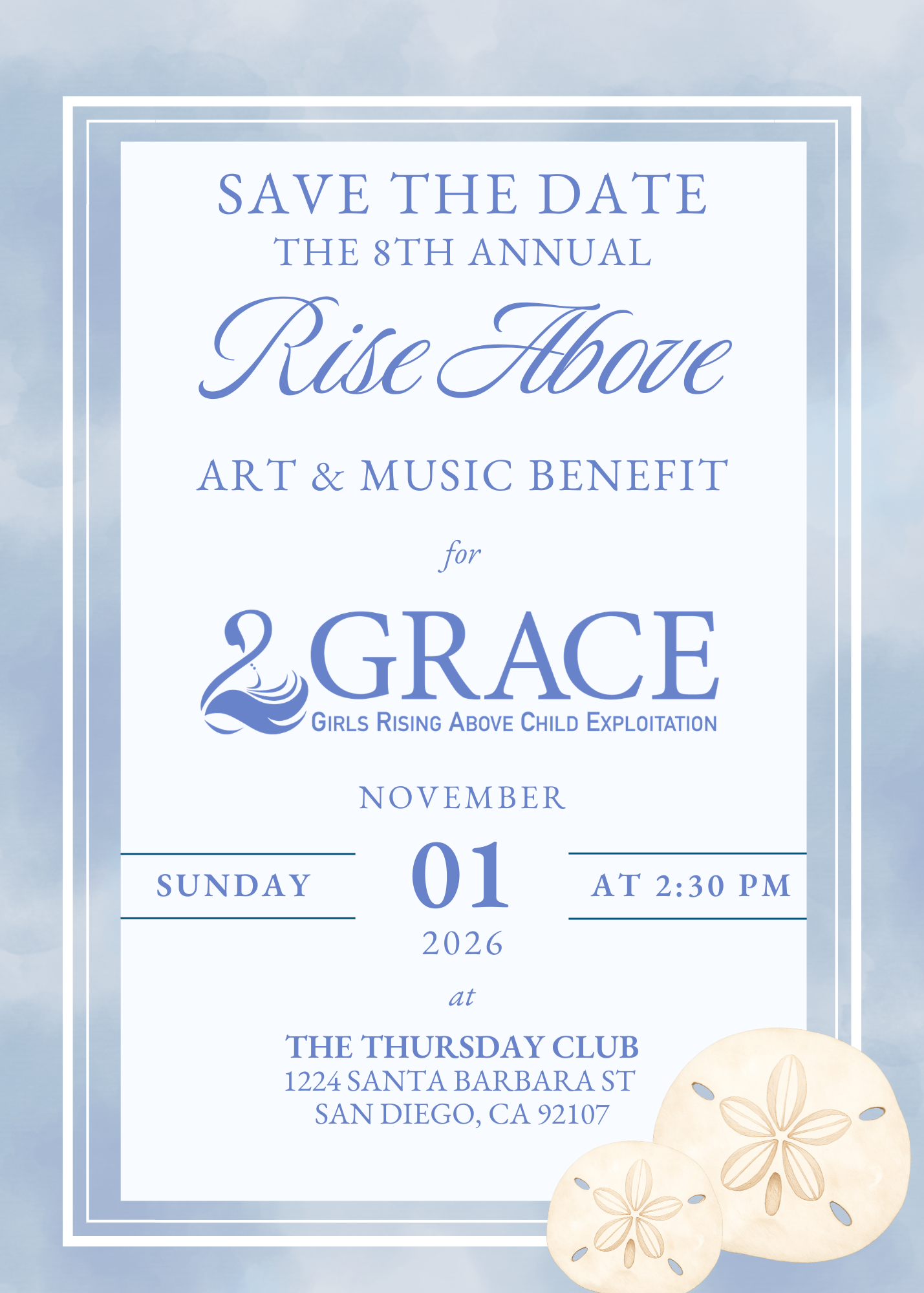 Campaign cover image for GRACE's 8th Annual RISE ABOVE Art & Music Benefit Nov 1, 2026