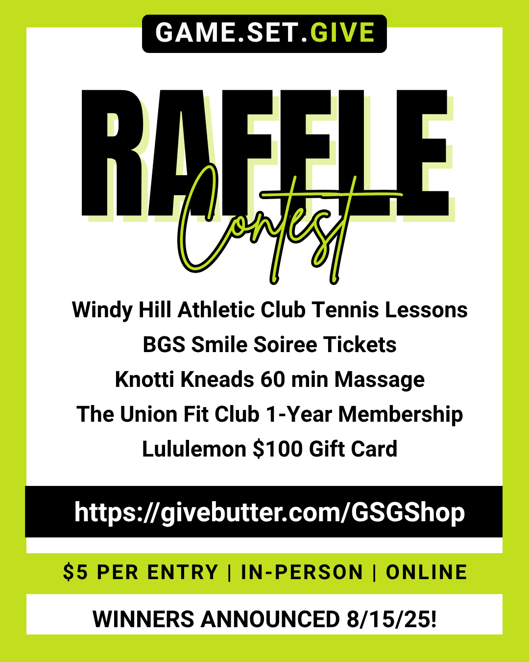 Campaign cover image for Game.Set.Give Raffle