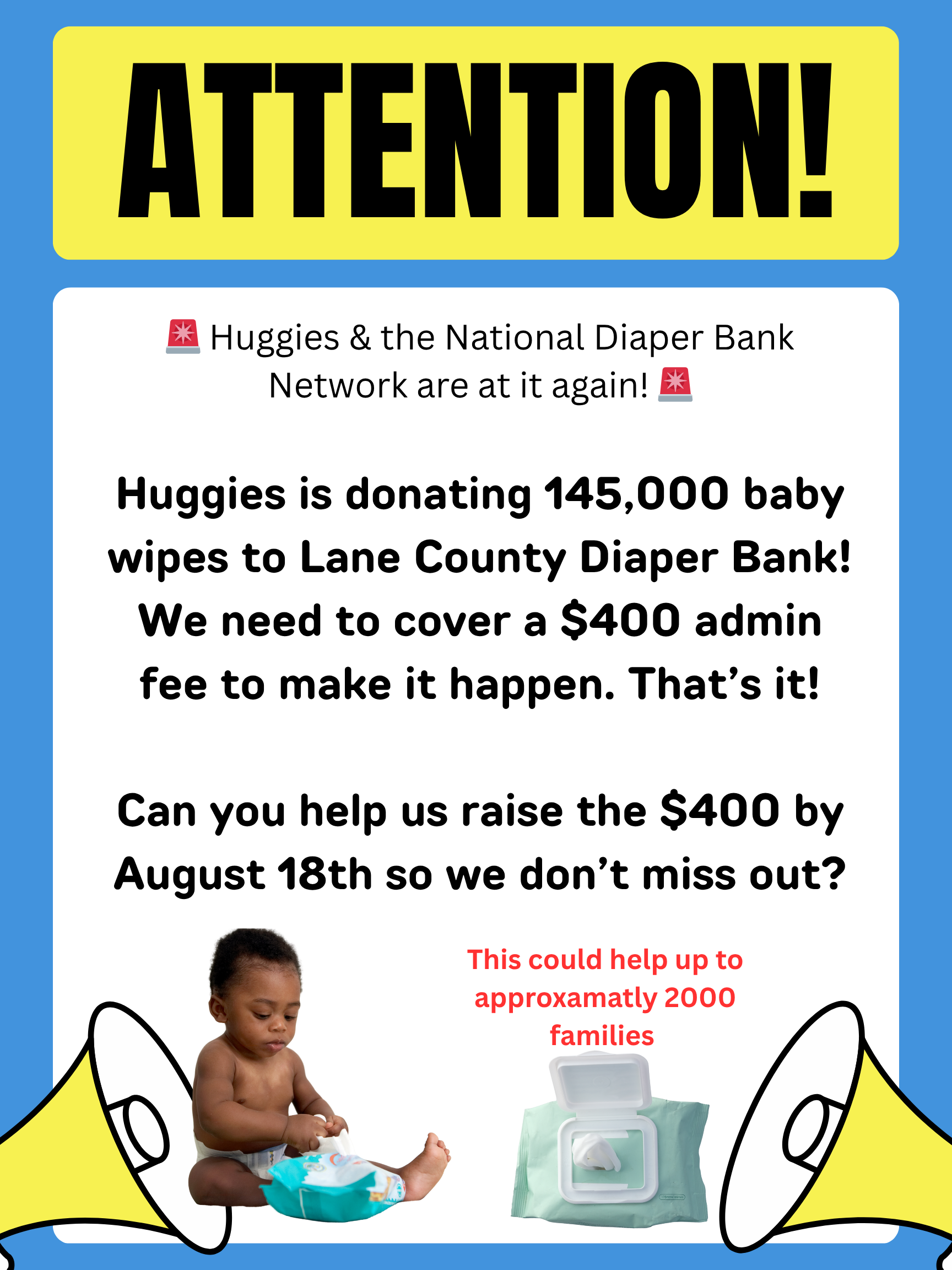 Campaign cover image for 145,000 Huggies Wipes!