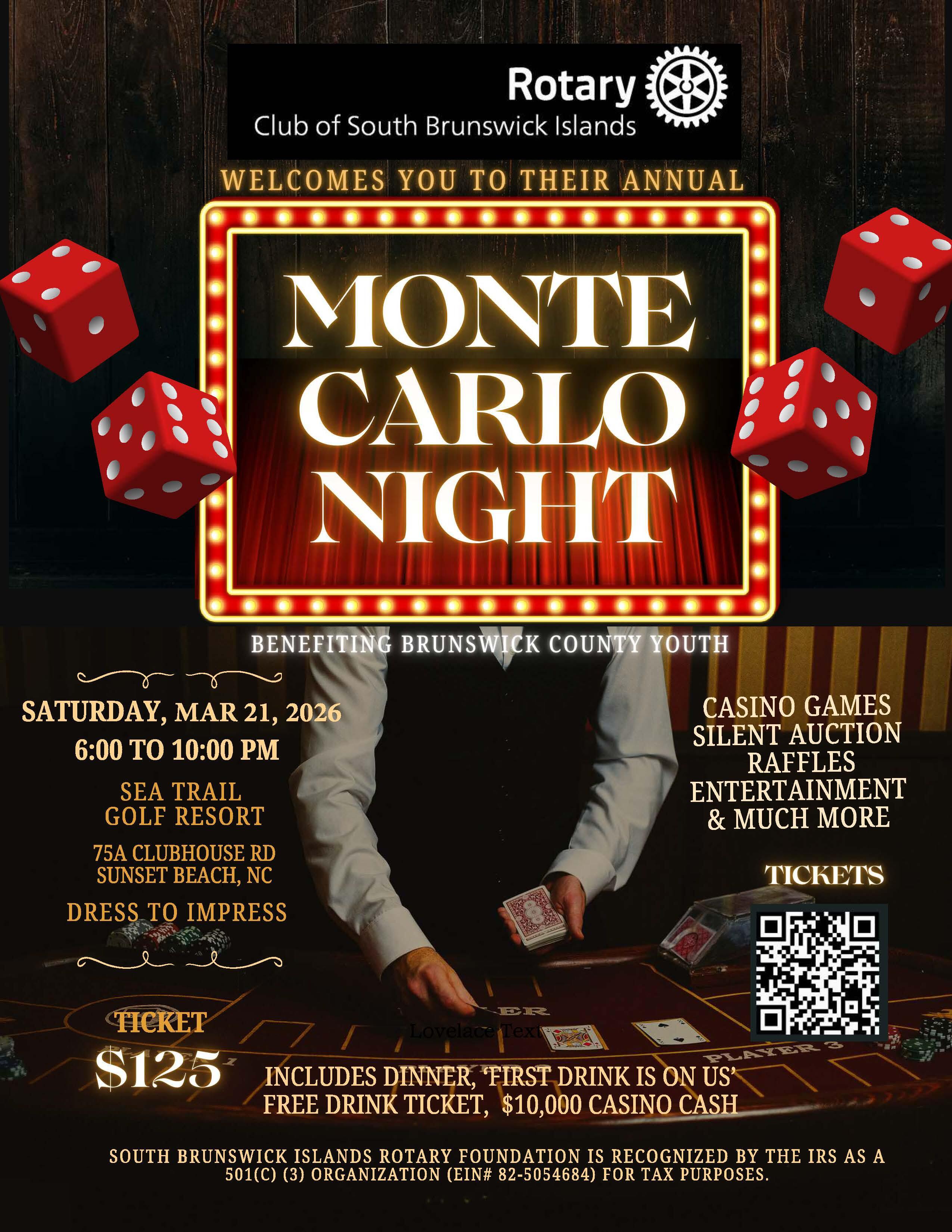 Campaign cover image for 2026 Rotary Club of South Brunswick Islands Monte Carlo Night