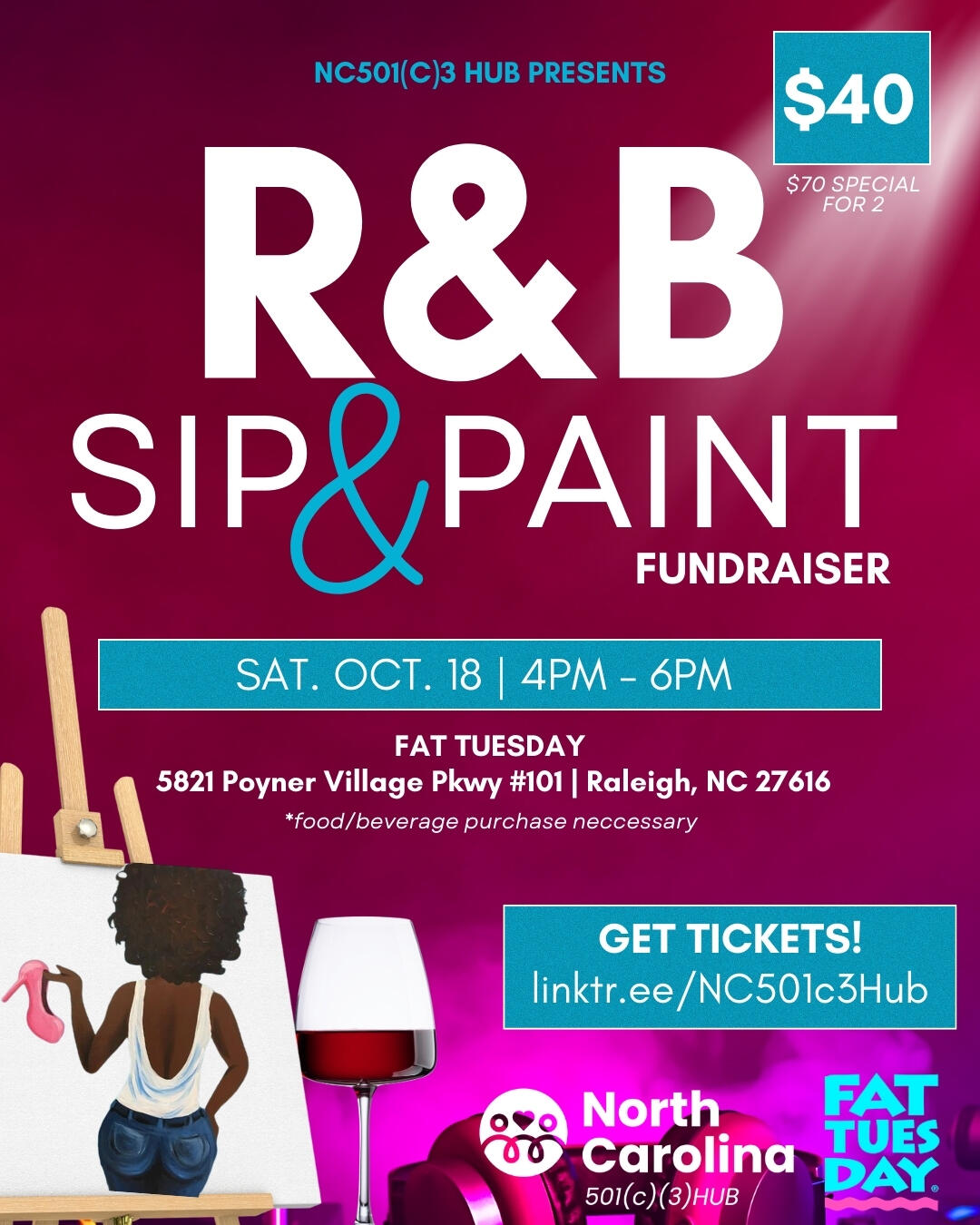 One State R&b Painting R&B Paint and Sip Fundraiser | NC 501 (c) 3 Hub Inc