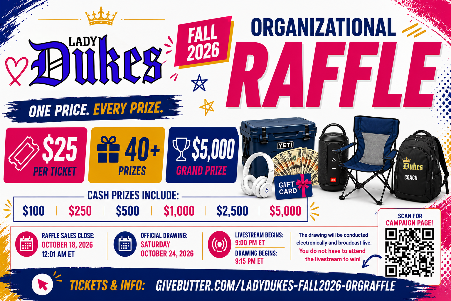 Campaign cover image for Lady Dukes Fall 2026 Organizational Raffle