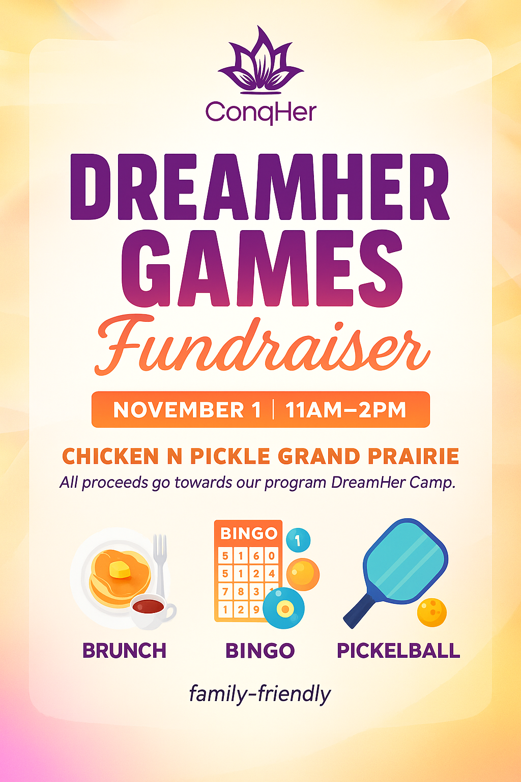 Campaign cover image for DreamHer Games: Bingo, Pickleball & Bites