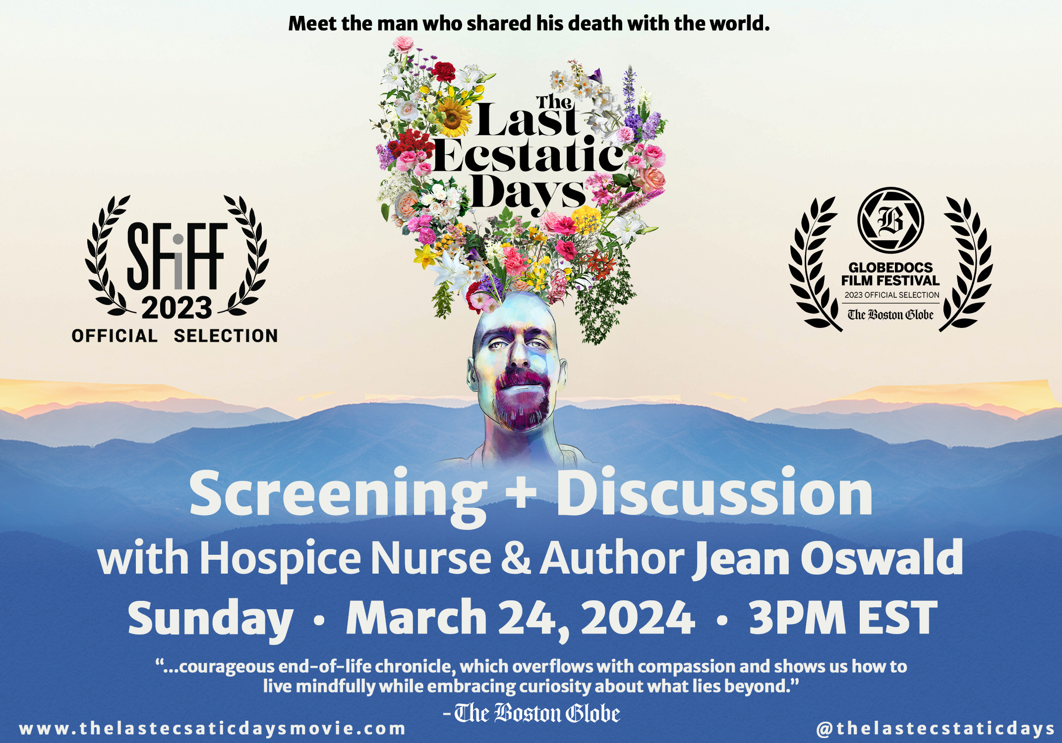 Campaign cover image for A Virtual Screening of "The Last Ecstatic Days" Facilitated by Hospice Nurse & Author Jean Oswald