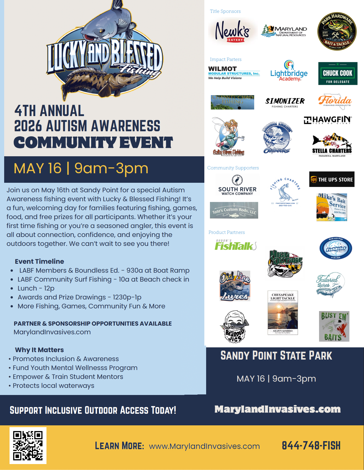 Campaign cover image for 2026 Autism Awareness Invasive Tournament & Community Event at Sandy Point