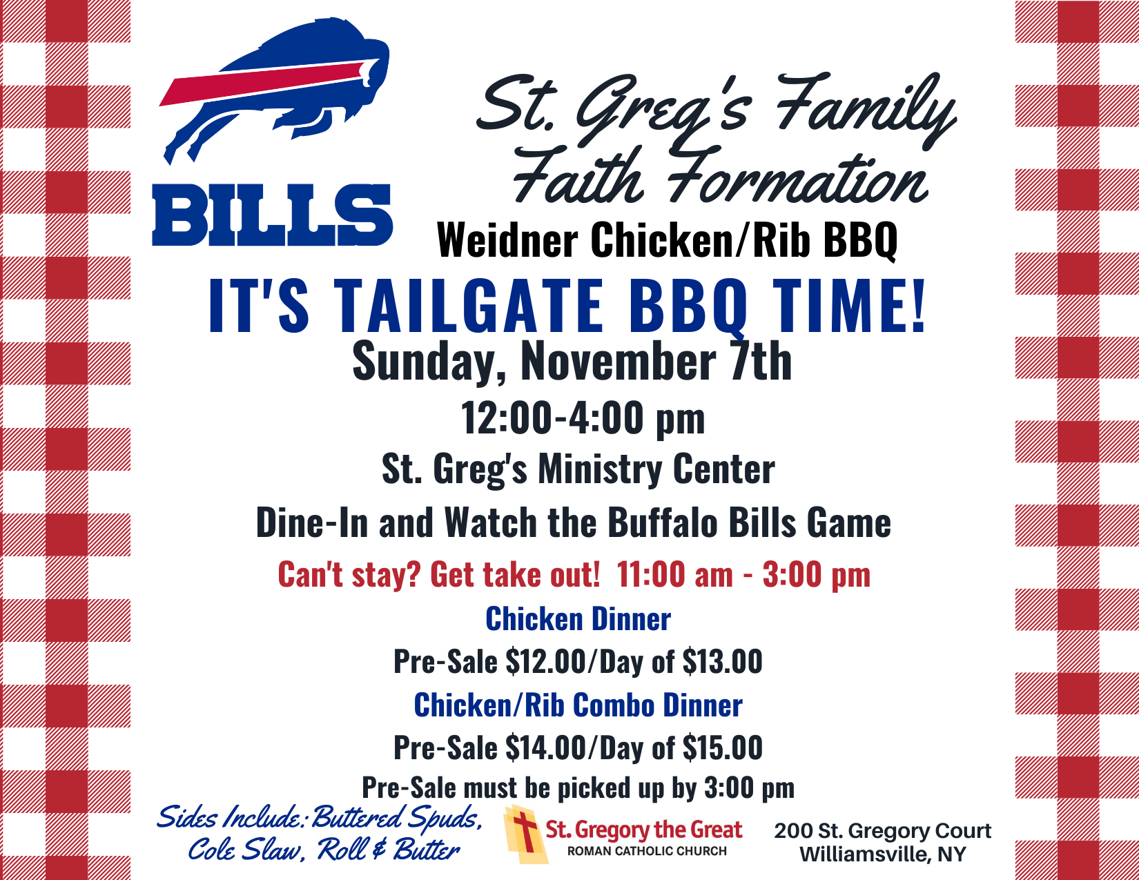 Campaign cover image for St. Greg's Family Faith Formation Tailgate BBQ Sunday November 7, 2021