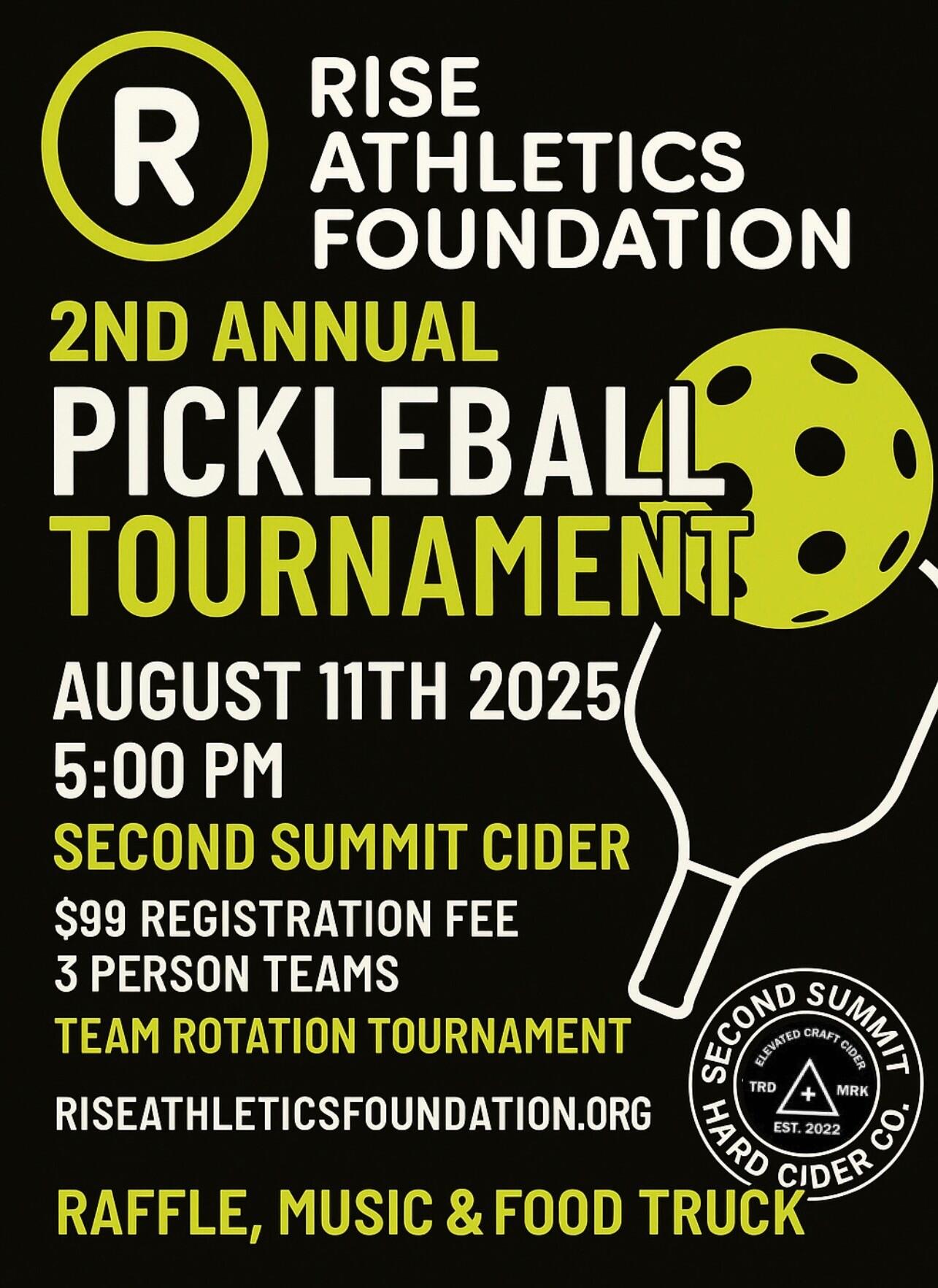 Campaign cover image for 2nd Annual Rise Athletics Foundation Pickleball Tournament "50/50, Raffle, Games"