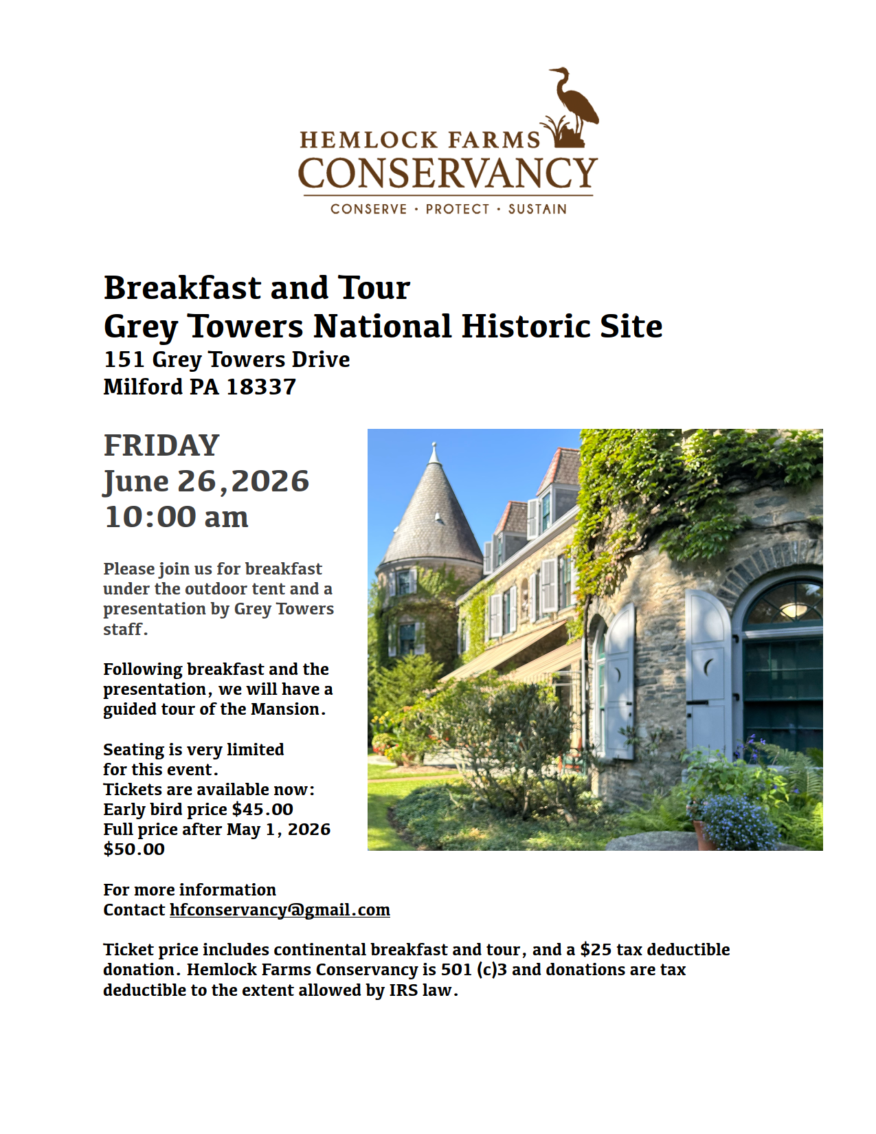 Campaign cover image for 2026 Grey Towers Fundraiser Breakfast and Tour