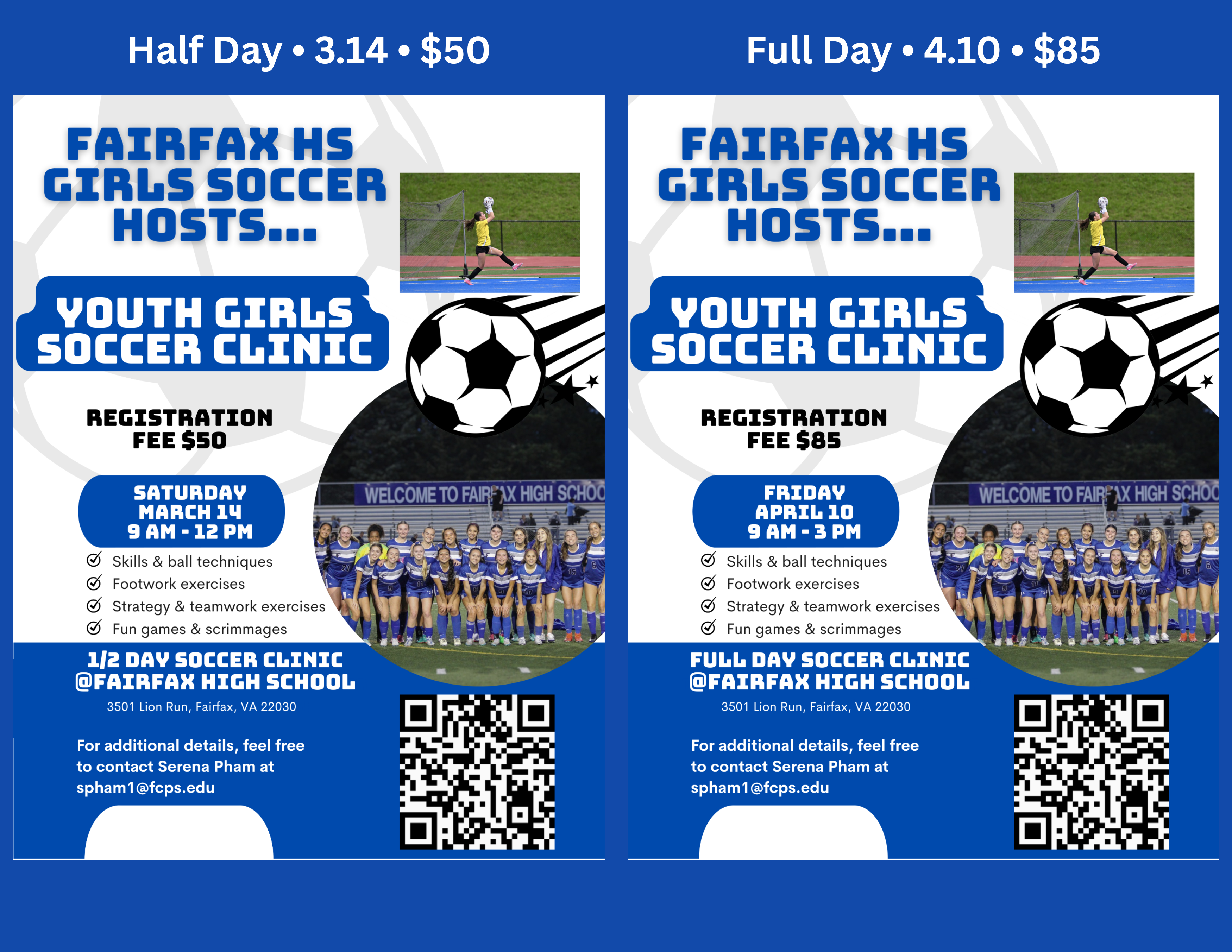 Campaign cover image for 3.14.26 & 4:10.26 :: GIRLS SOCCER CLINIC @ Fairfax High School