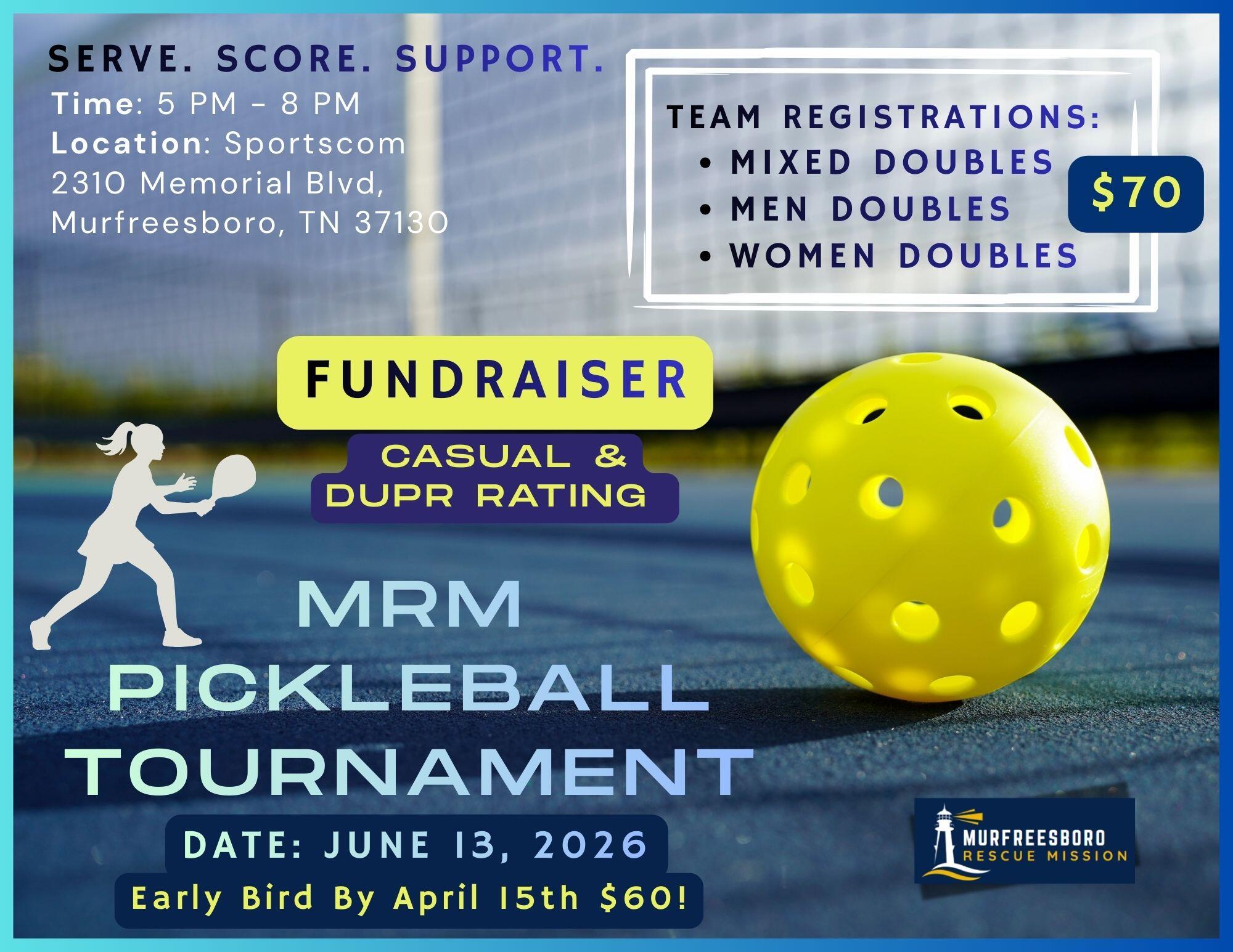 Campaign cover image for MRM Pickleball Tournament - Serve. Score. Support.
