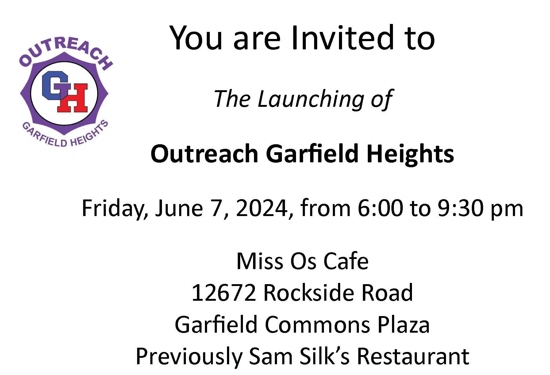 Campaign cover image for Friday June 7, 2024 - 6pm - The Launching of Outreach Garfield Heights Dinner & Ministry Event