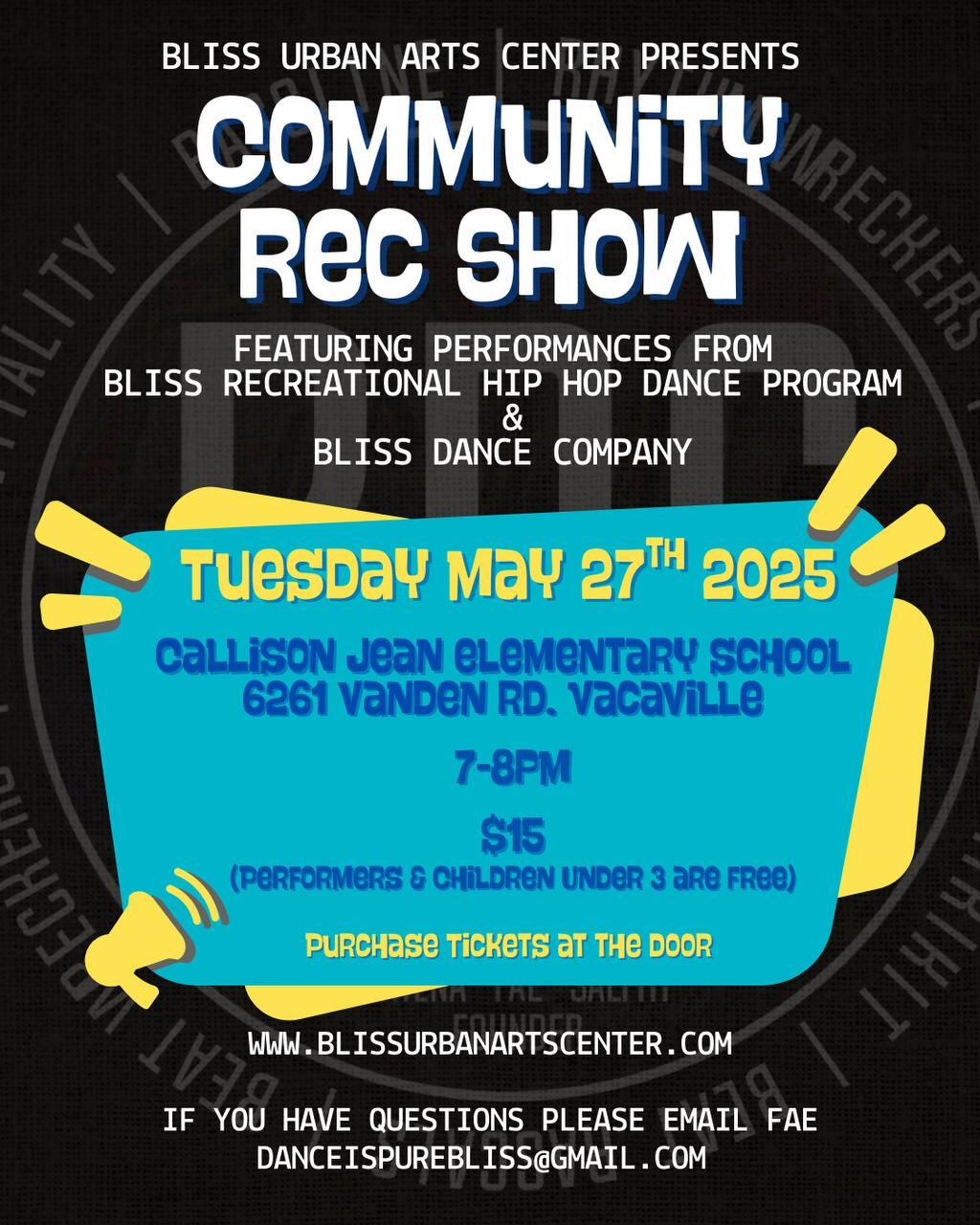 Campaign cover image for Bliss Urban Arts Center: Community Rec Show