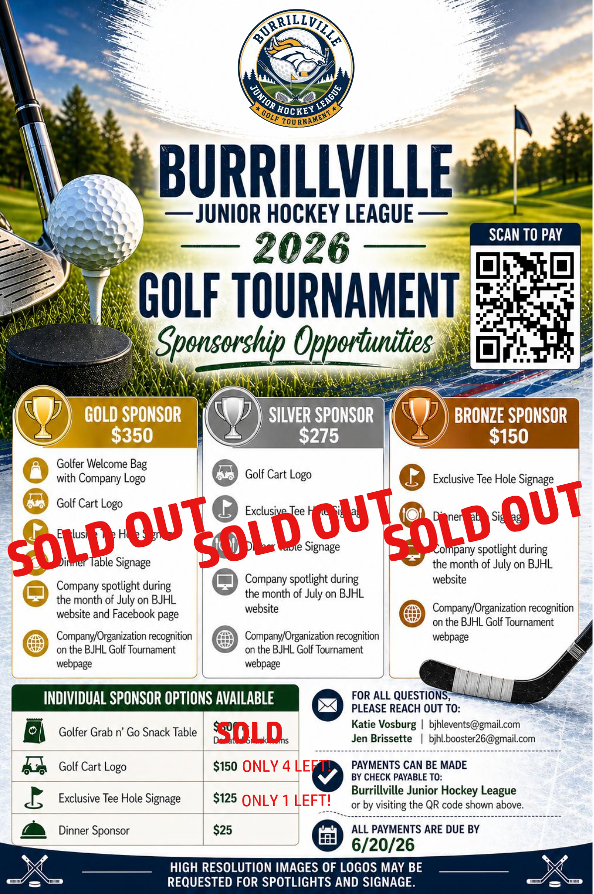 Campaign cover image for 2026 BJHL Golf Tournament Sponsorships