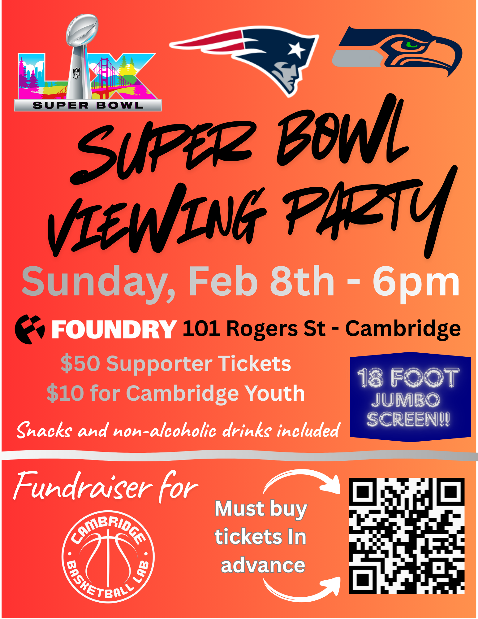 Campaign cover image for Cambridge Basketball Lab Super Bowl Party Fundraiser
