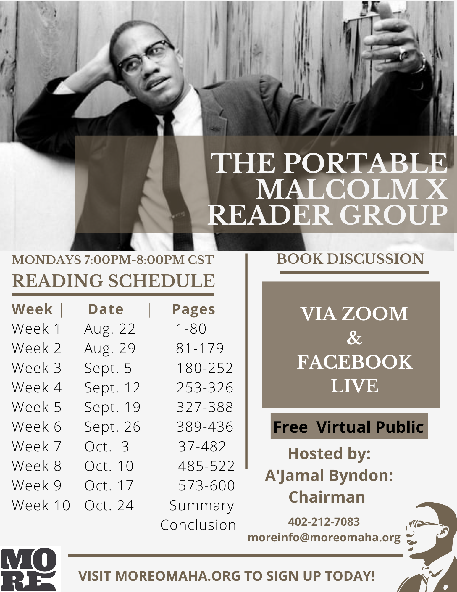 Campaign cover image for The Portable Malcolm X Reader Group Session VI September 26TH