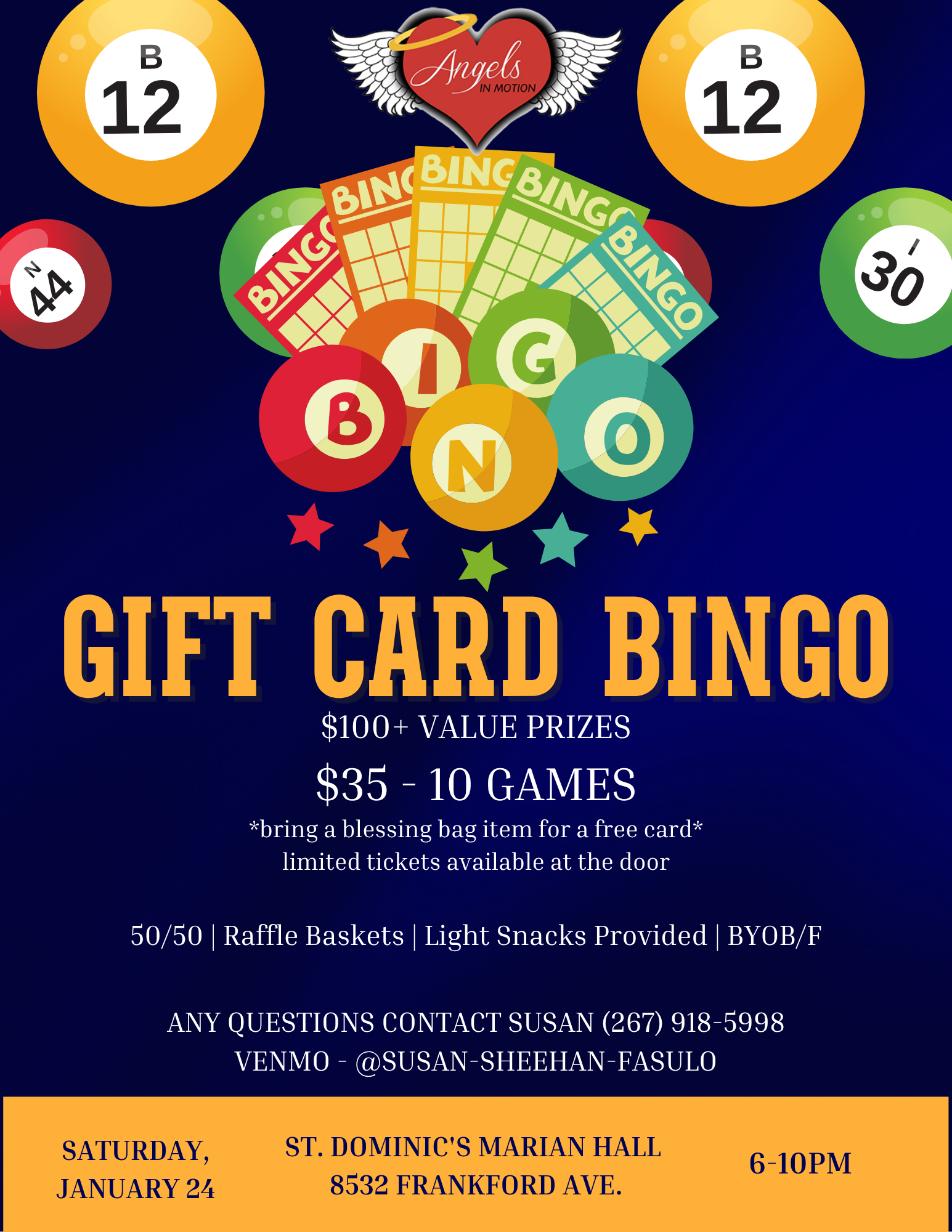 Campaign cover image for Angels In Motion - Gift Card Bingo January 24th 2026