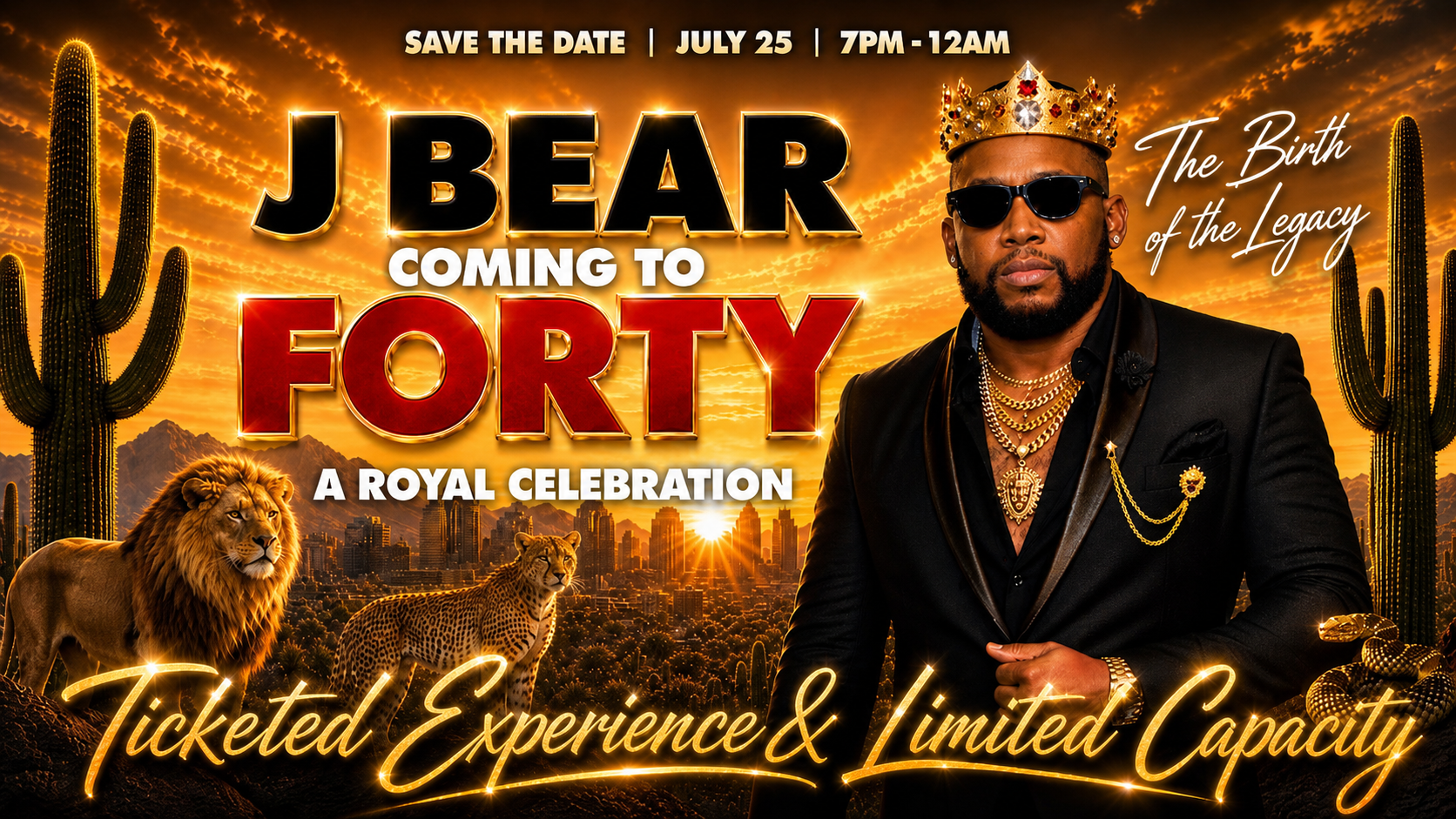 Campaign cover image for JBear Coming to Forty: A Royal Celebration Benefiting the Jevon Naurice Jackson Legacy Scholarship Fund