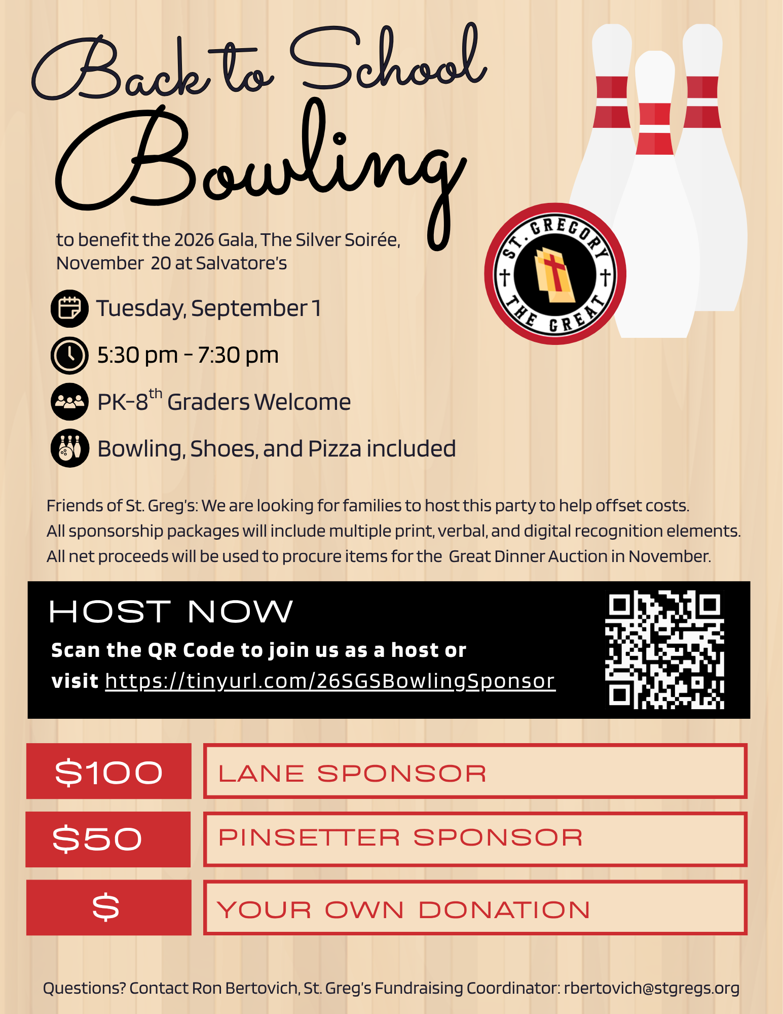 Campaign cover image for 26 SGS BACK TO SCHOOL BOWLING PARTY SPONSORSHIPS