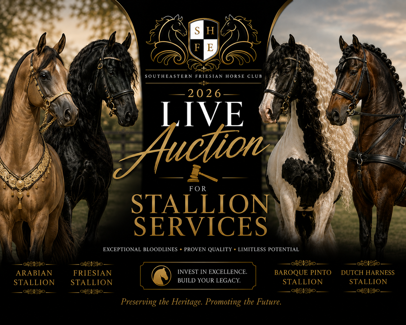 Campaign cover image for 2026 Southeastern Friesian Horse Club Stud Service Auction