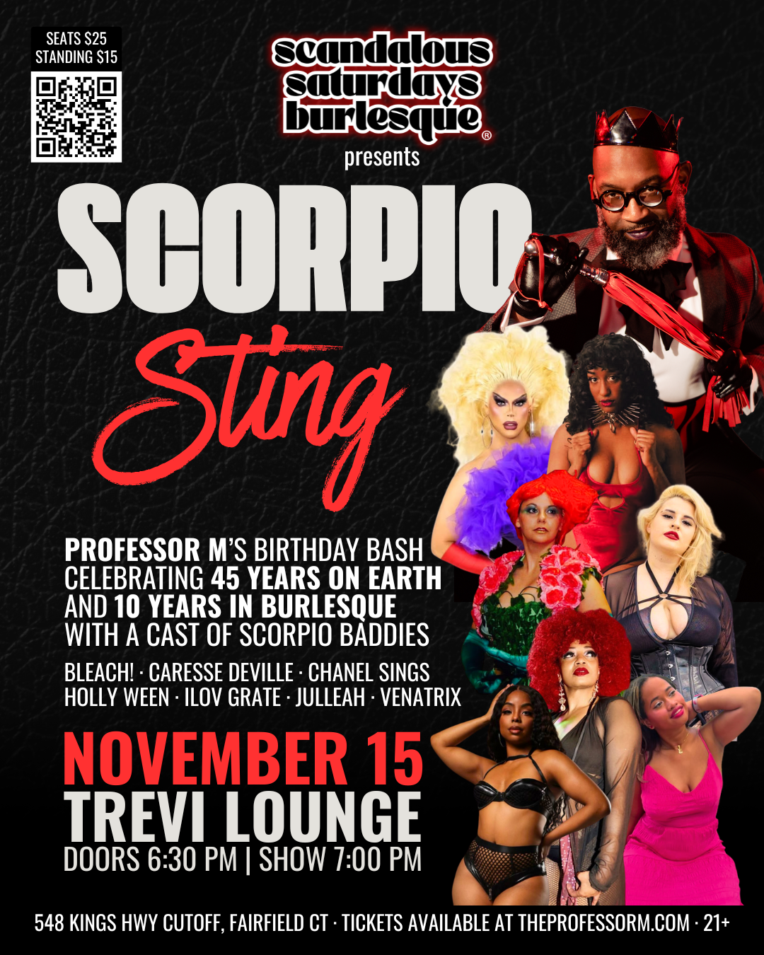 Campaign cover image for Scandalous Saturdays Burlesque presents SCORPIO STING (November 15, 2025 @ 7 PM)