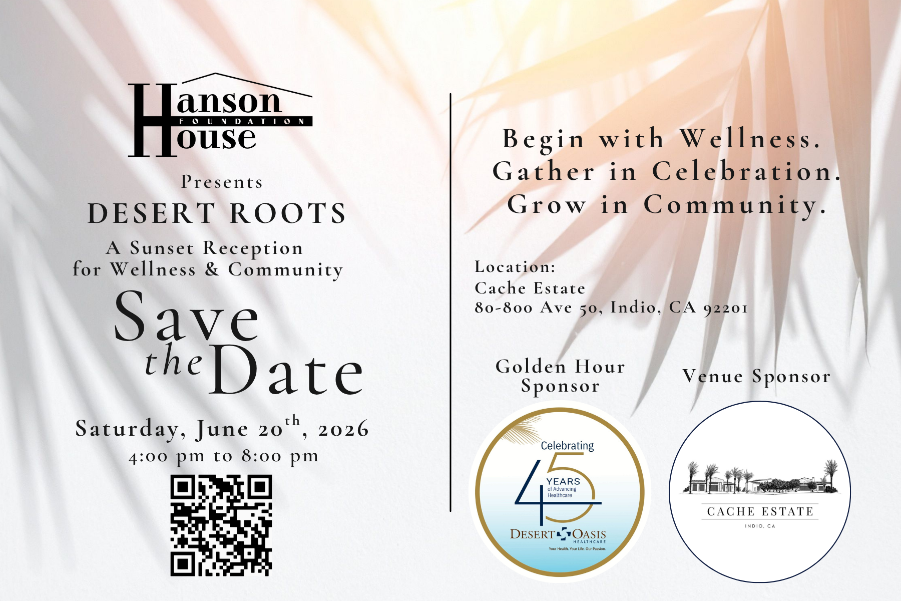 Campaign cover image for Desert Roots: A Sunset Reception for Wellness & Community