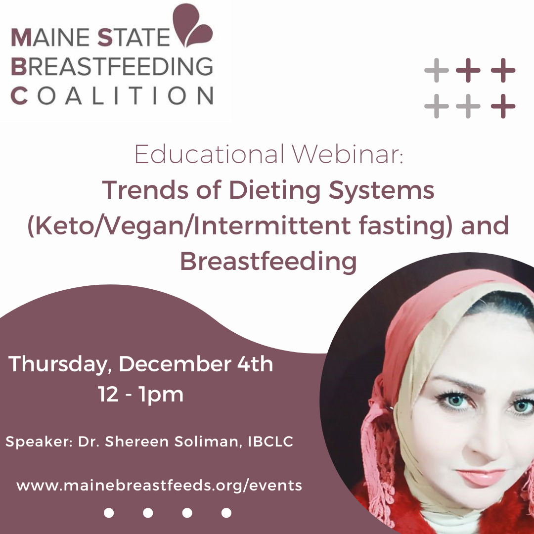 Campaign cover image for MSBC 12/4/25: Webinar: "Trends of Dieting Systems (Keto/Vegan/Intermittent Fasting) & Breastfeeding"