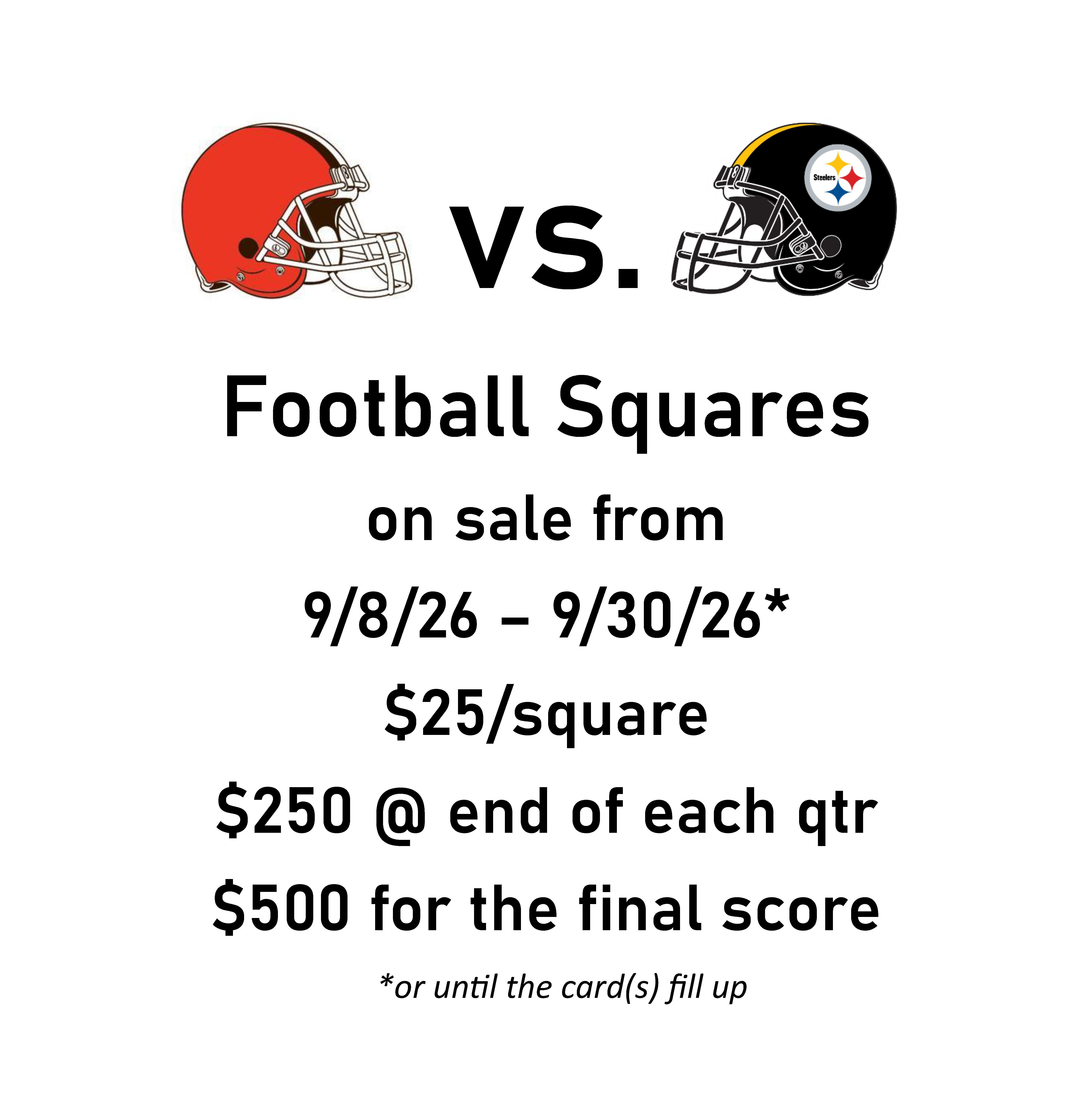 Campaign cover image for SQUARES -- Browns vs Steelers (October 1, 2026)