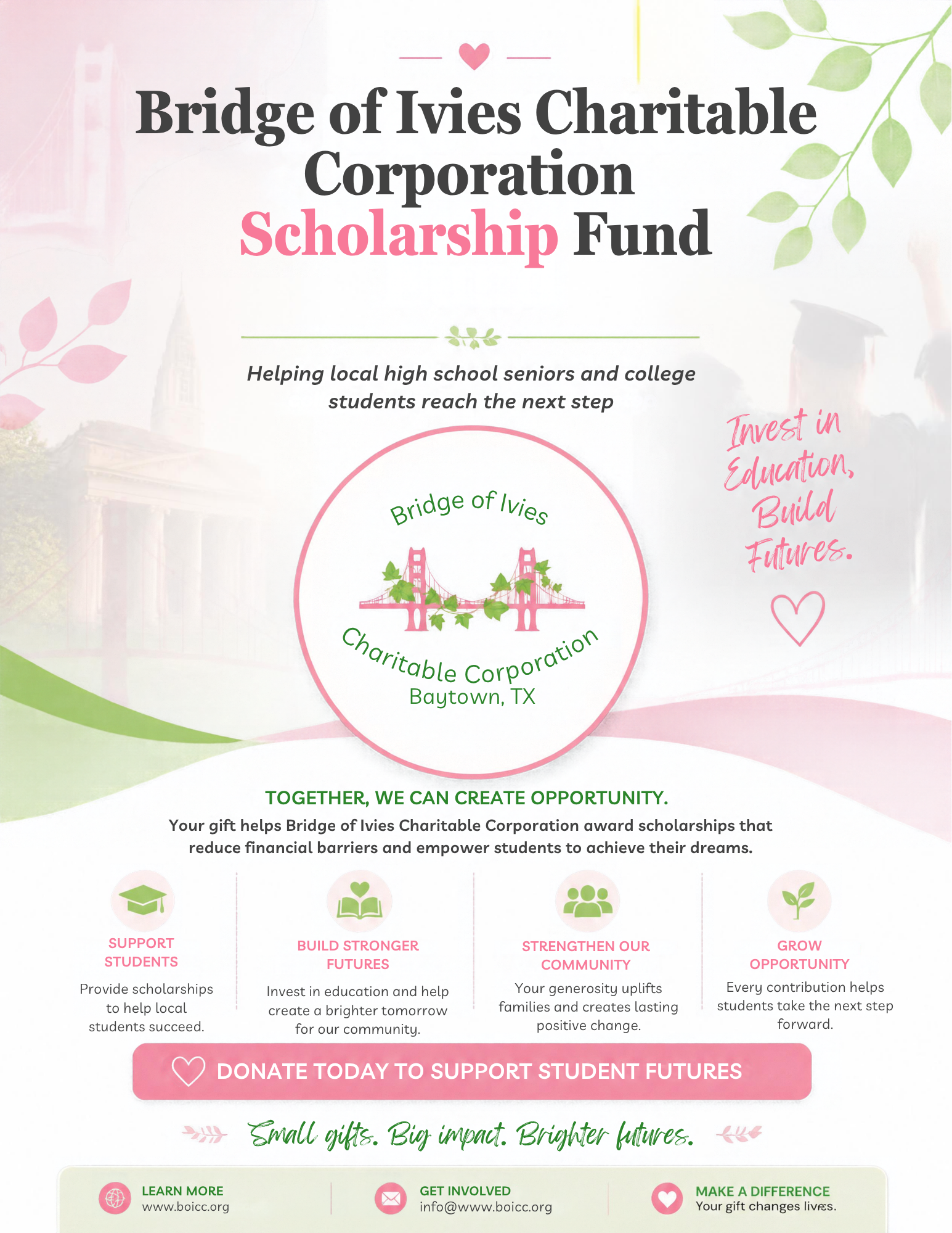 Campaign cover for Support Bridge of Ivies Charitable Corporation with Local Scholarships!