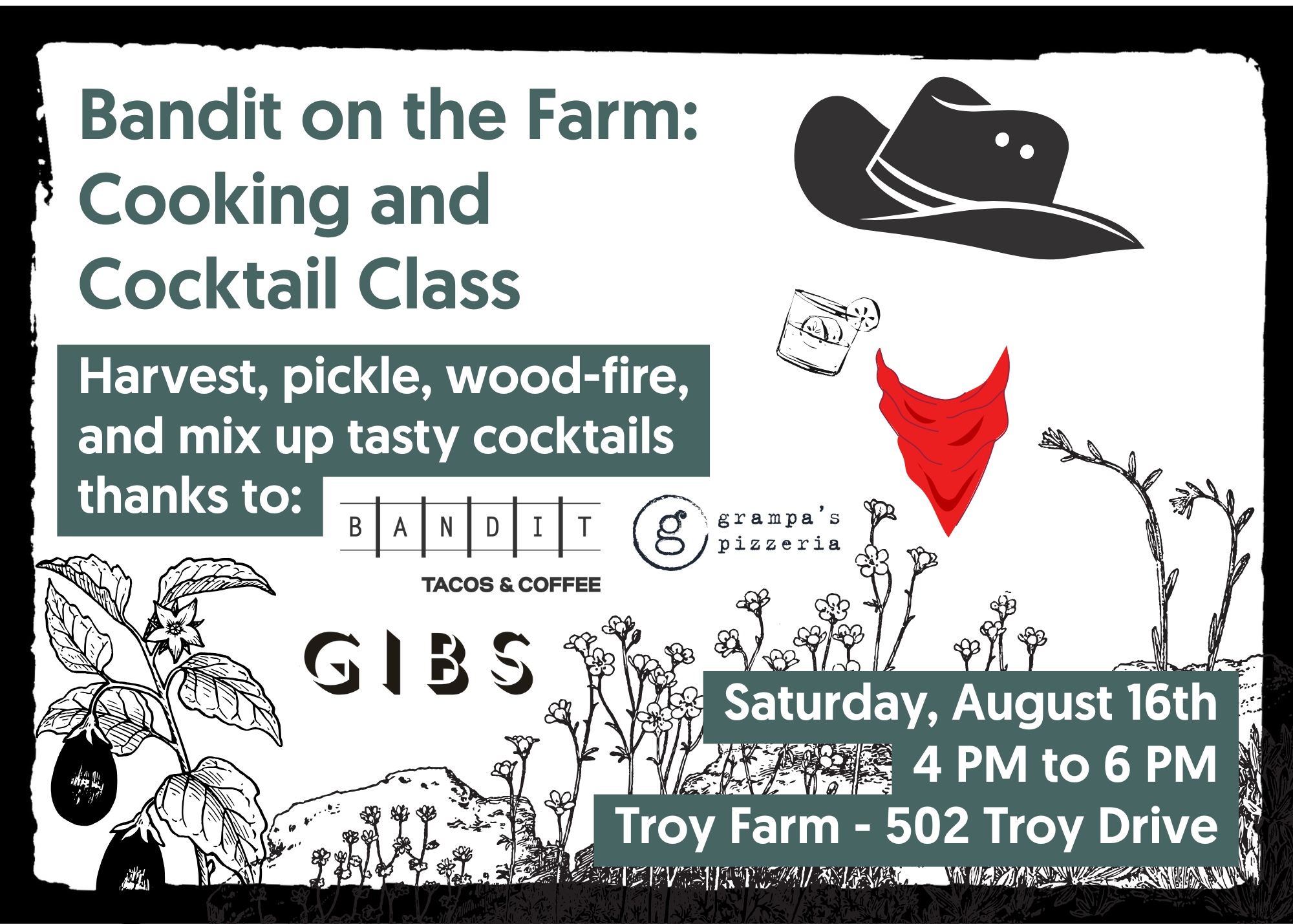 Campaign cover image for Bandit on the Farm: Cooking and Cocktail Class