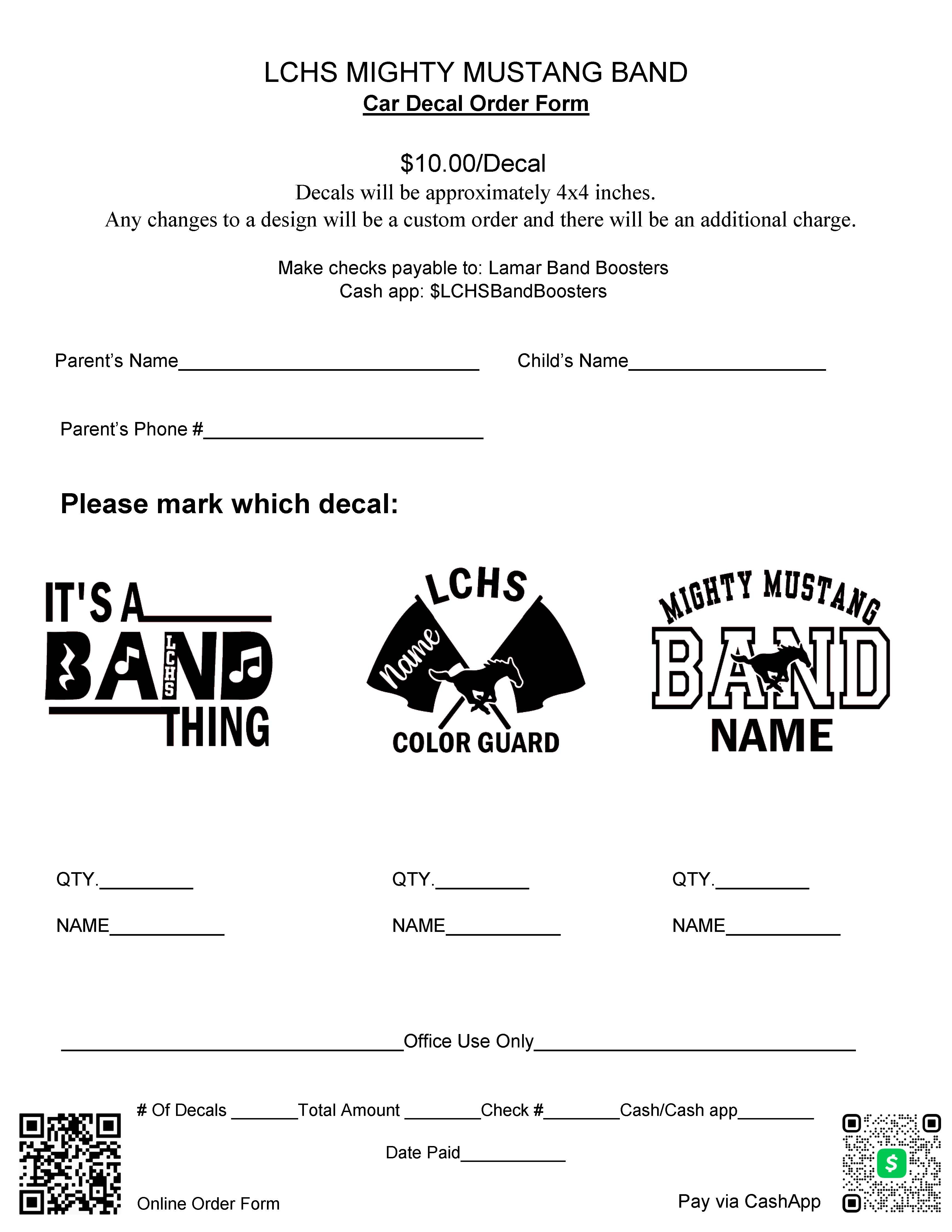 Campaign cover image for LCHS Band & Guard Decal Order Form