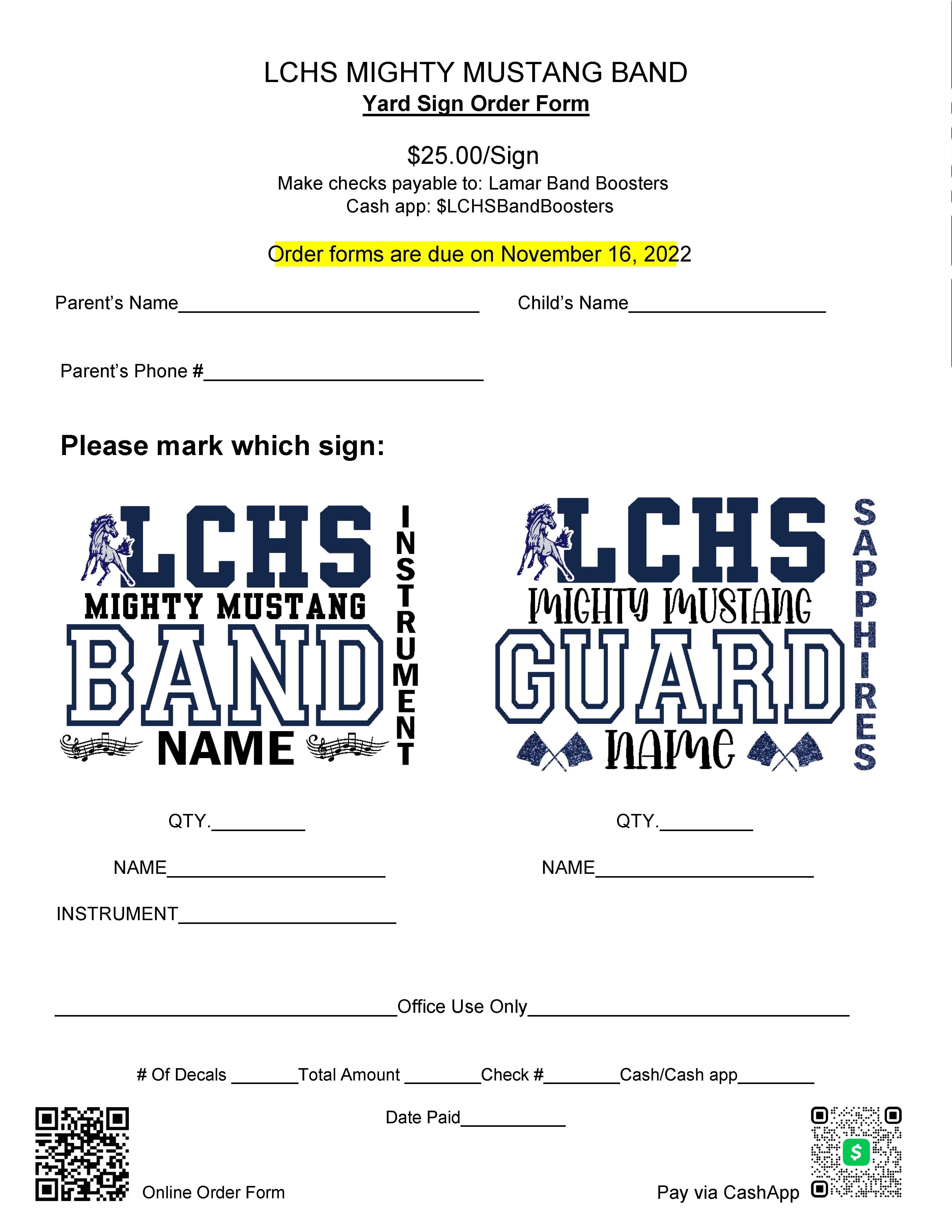 Campaign cover image for LCHS Band & Guard Yard Signs Order Form