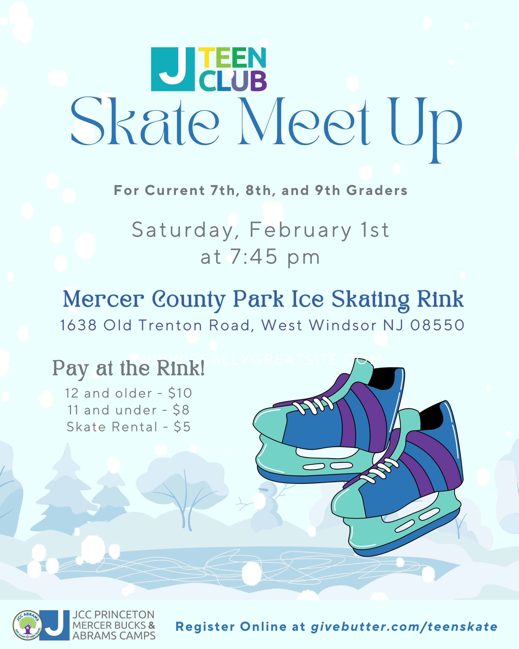 Campaign cover image for J Teen Club Night at Mercer County Skating Rink