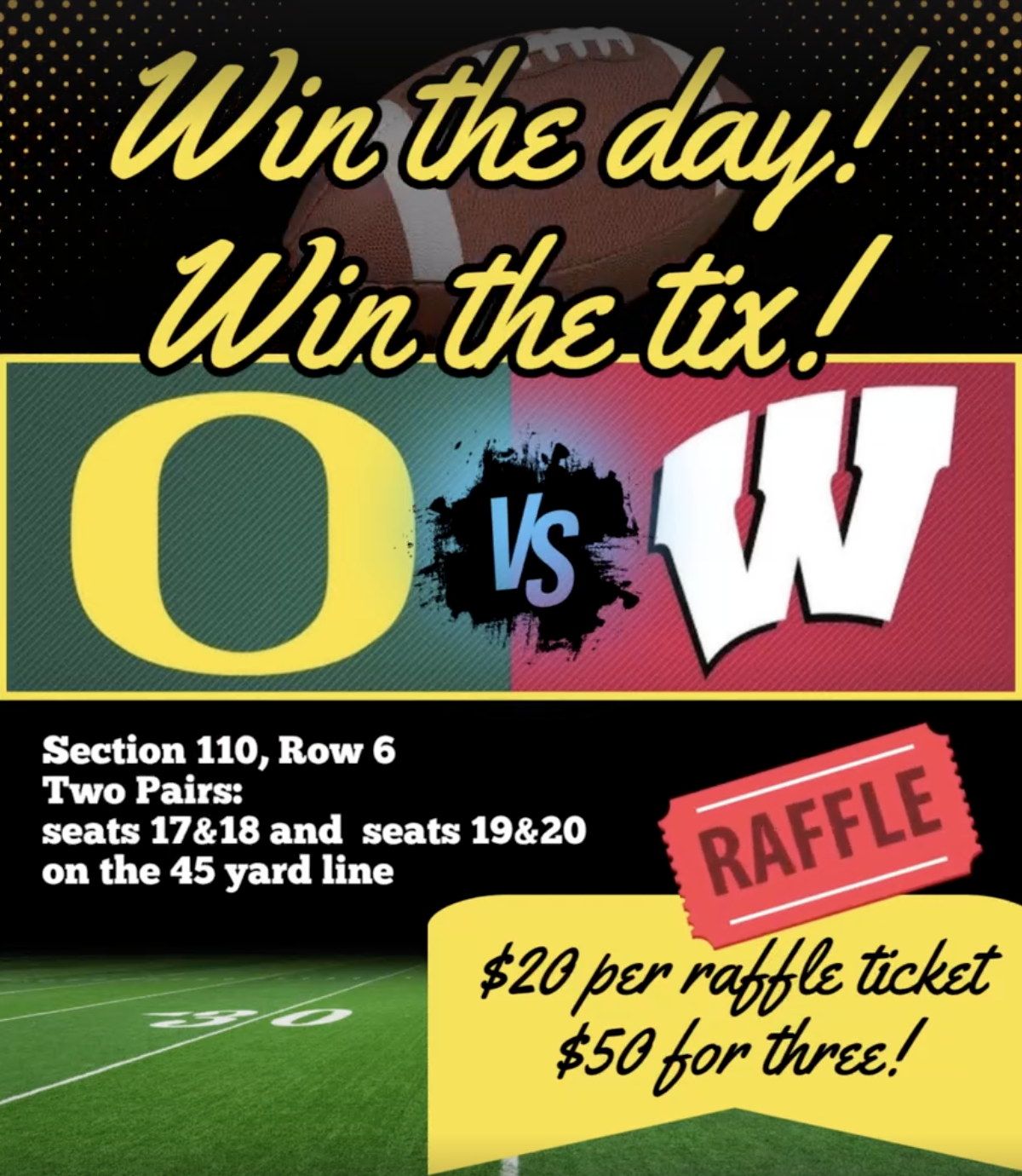 Campaign cover image for Win Premium Ducks vs Badgers Tickets – Eugene Rowing Club Raffle