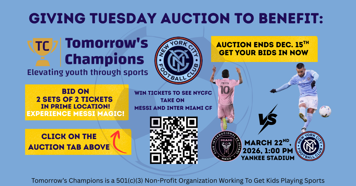 Campaign cover image for See Lionel Messi and Miami FC next season and support Tomorrow's Champions - Auction is Live!