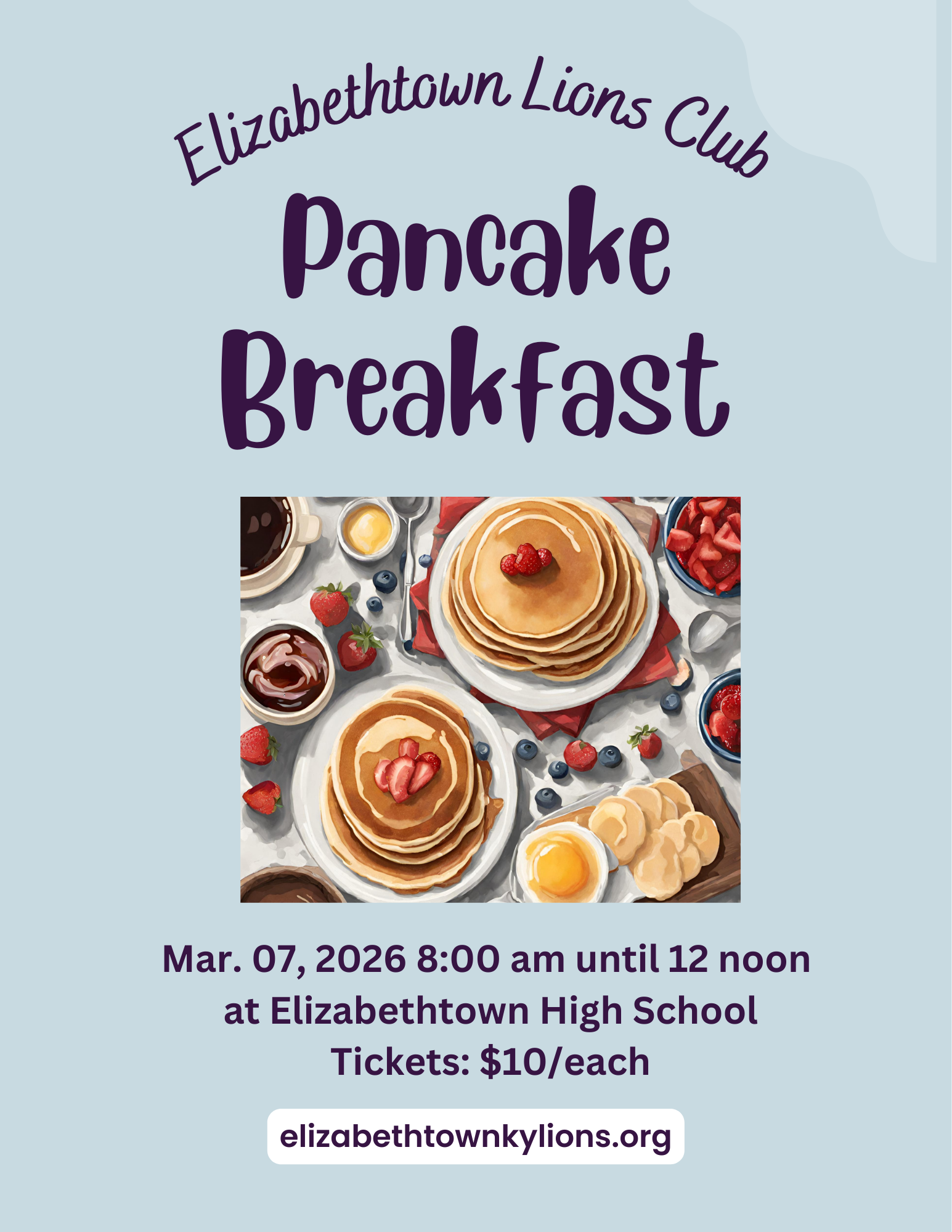 Campaign cover image for Elizabethtown Lions Club Annual Pancake Breakfast