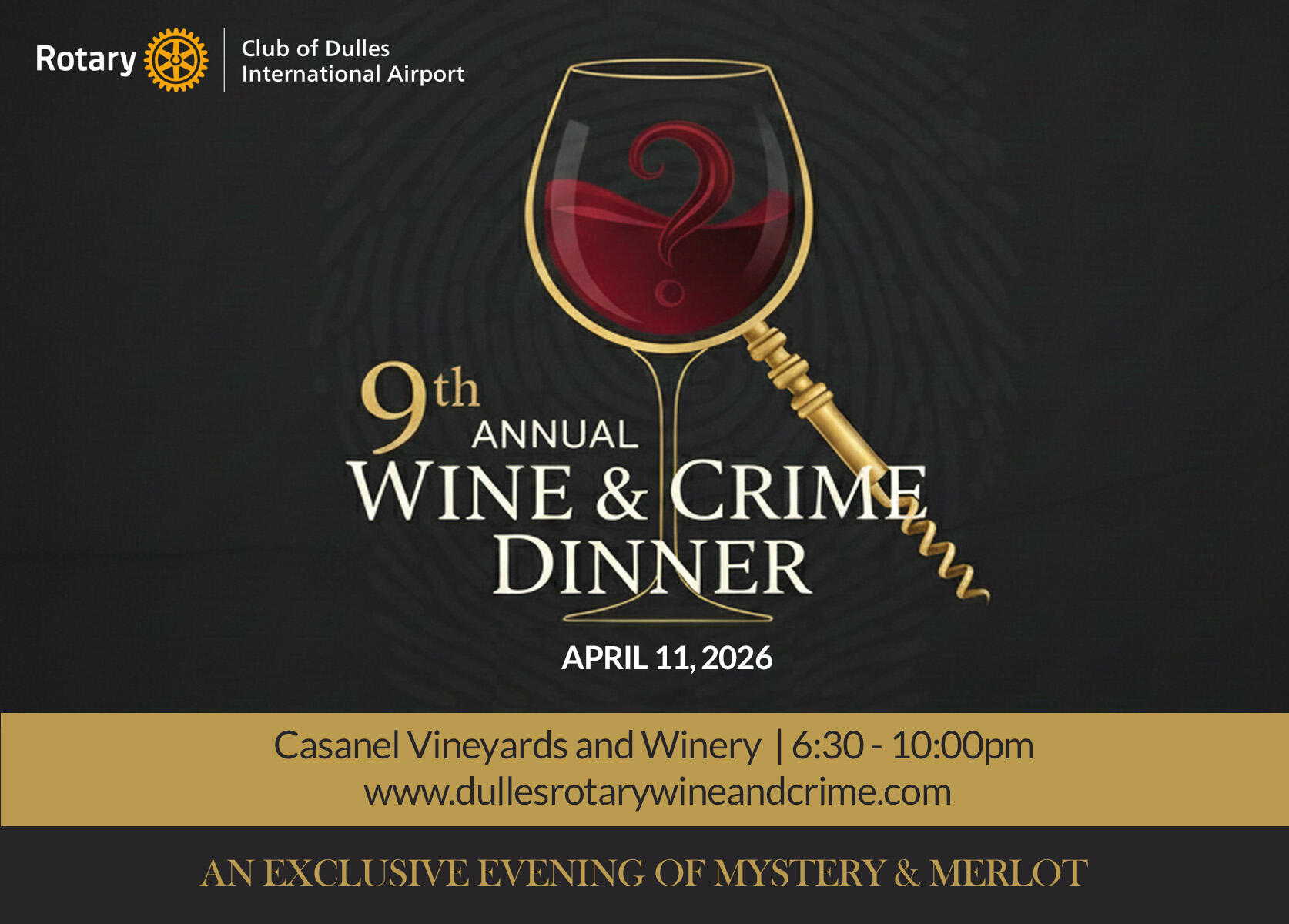 Campaign cover image for 9th Annual Dulles Rotary Wine & Crime Dinner