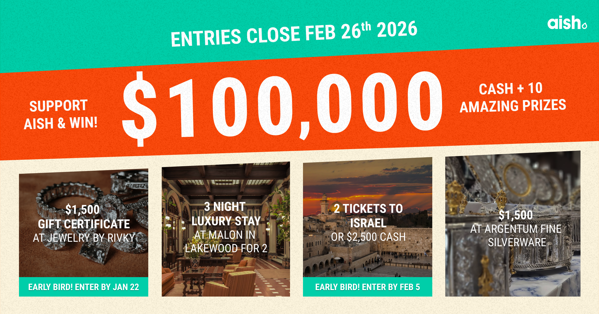 Campaign cover image for Aish Sweepstakes 2025-26