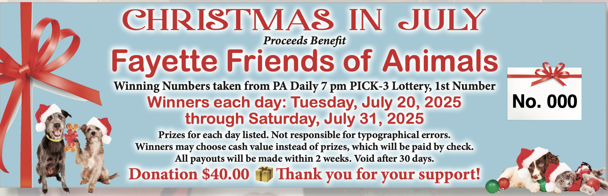 Campaign cover image for 12 Days of Christmas in July: Ticket Raffle! 🎄🎁