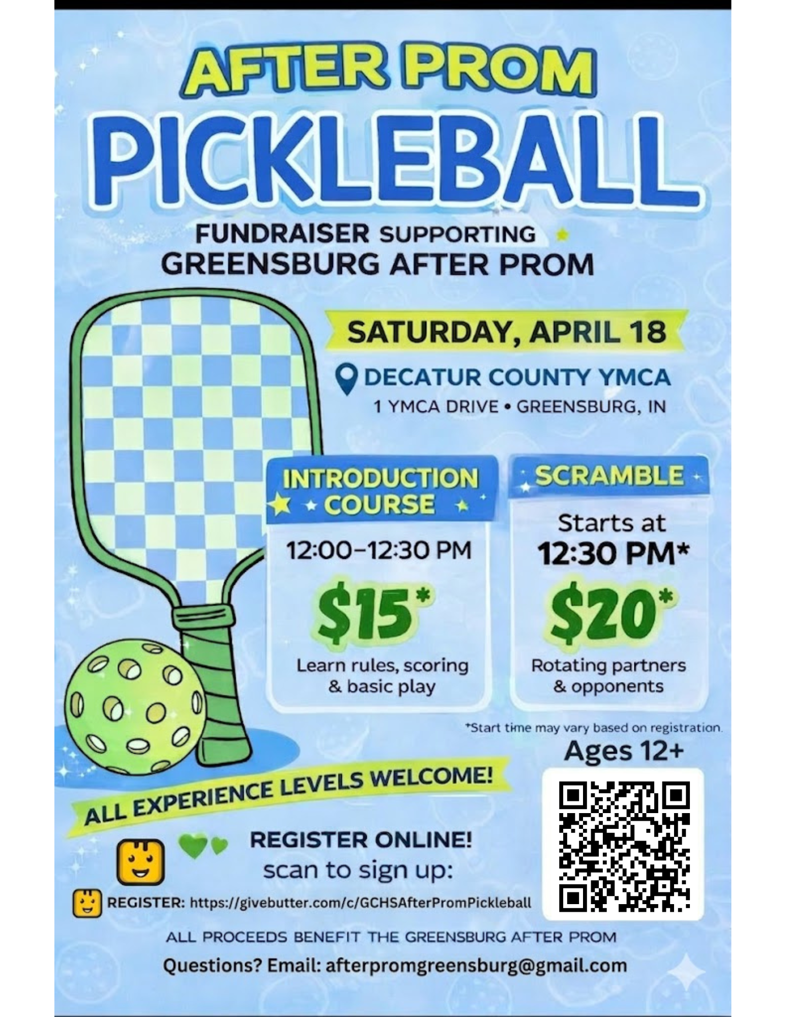 Campaign cover image for Join us to raise money for GCHS After Prom! After Prom Pickleball Smash & Learn
