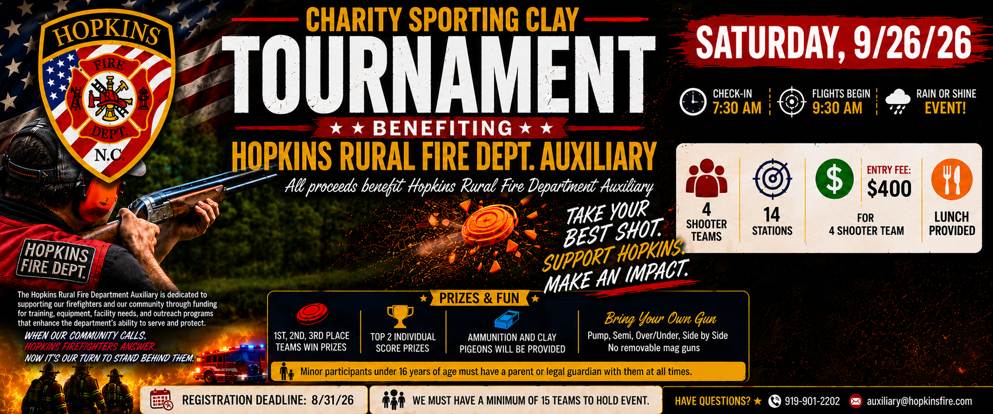 Campaign cover image for CHARITY SPORTING CLAY TOURNAMENT TO BENEFIT THE HOPKINS RURAL FIRE DEPT AUXILIARY