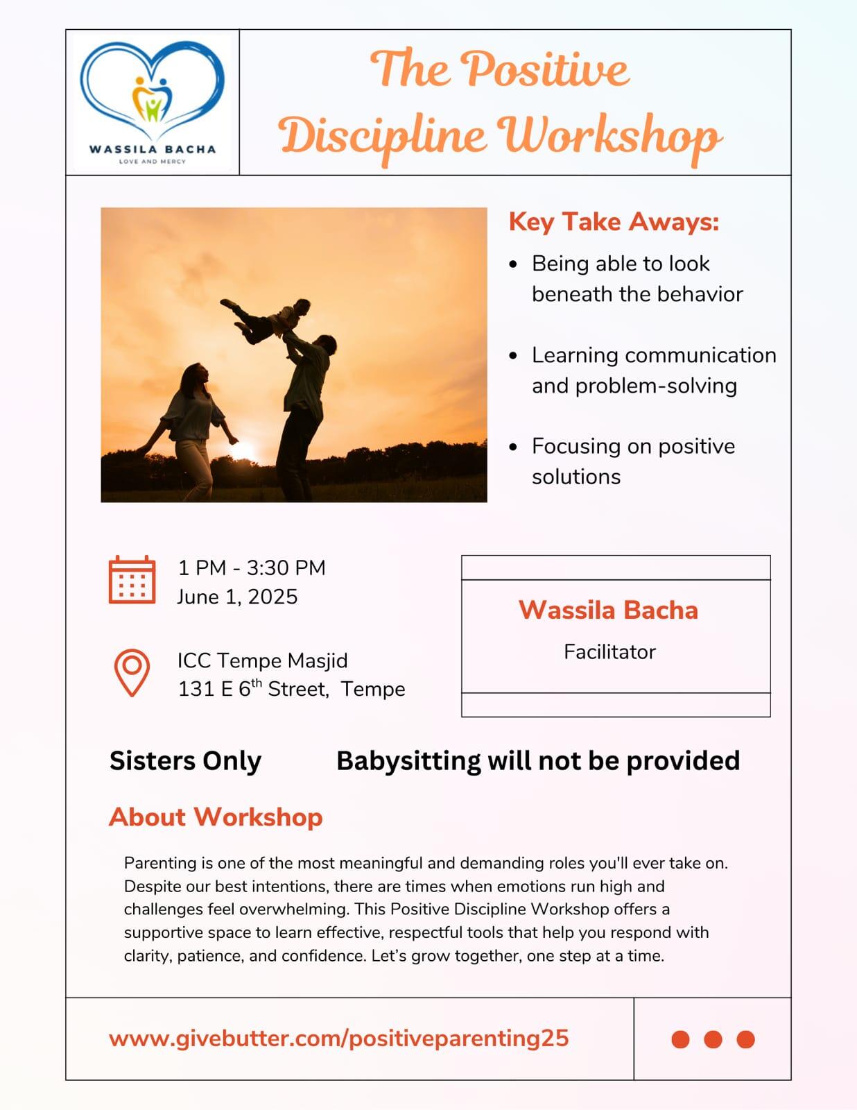 Campaign cover image for Positive Discipline Workshop- Sisters Only